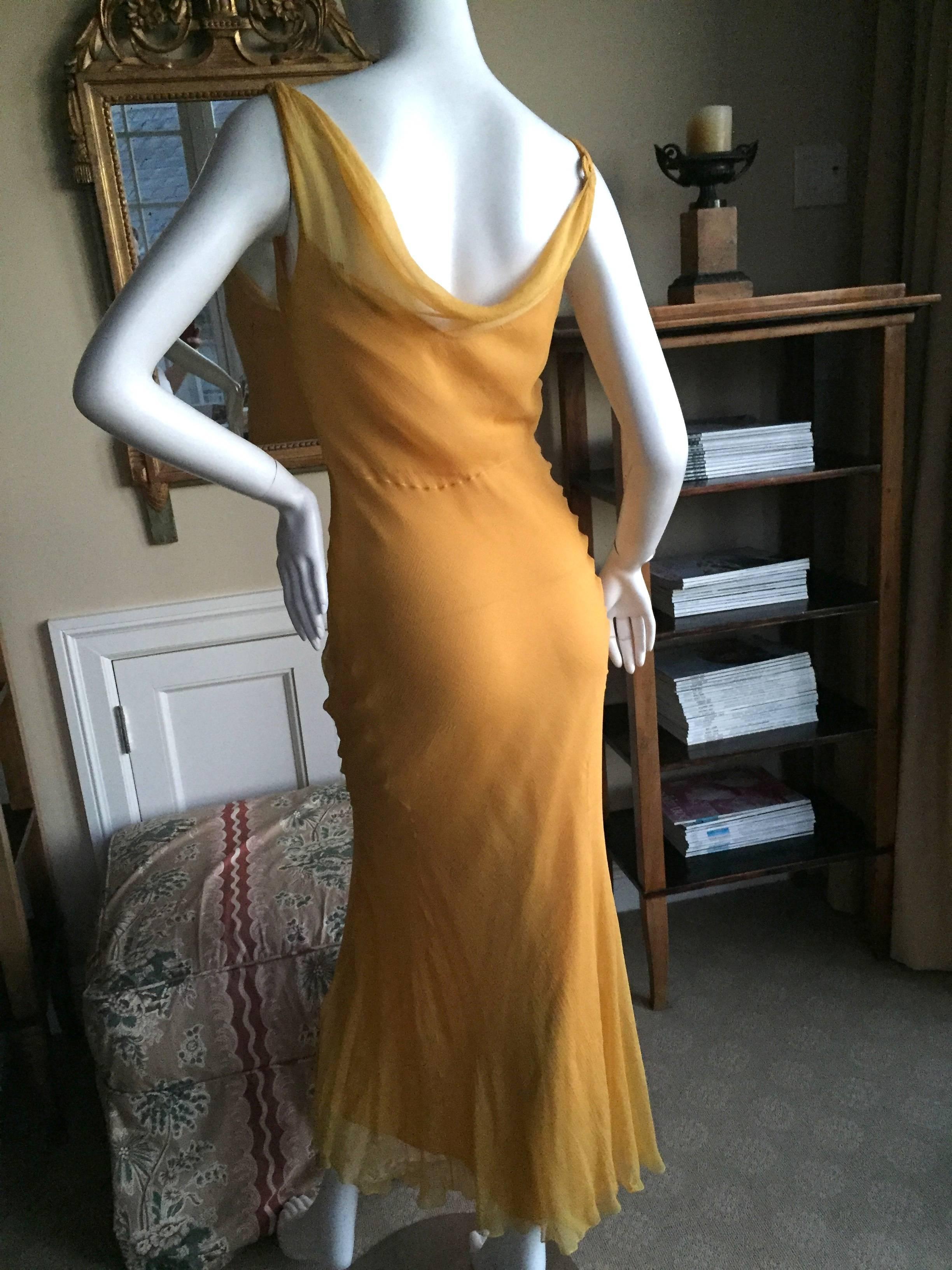 John Galliano Marigold Silk Bias Cut Dress circa 1994 In Excellent Condition In Cloverdale, CA