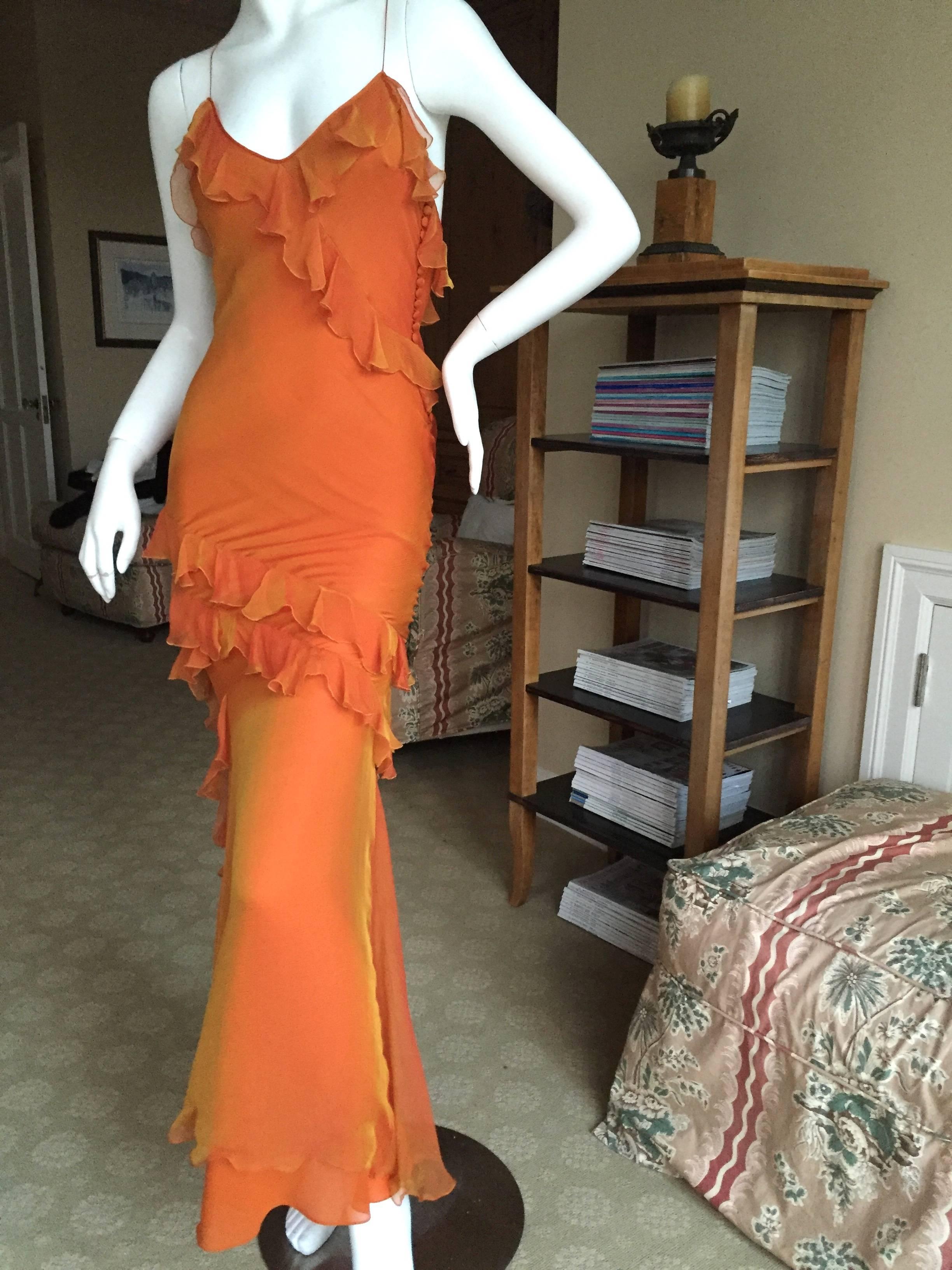 Christian Dior Marigold Ruffled Silk Siren Gown by John Galliano In Excellent Condition In Cloverdale, CA