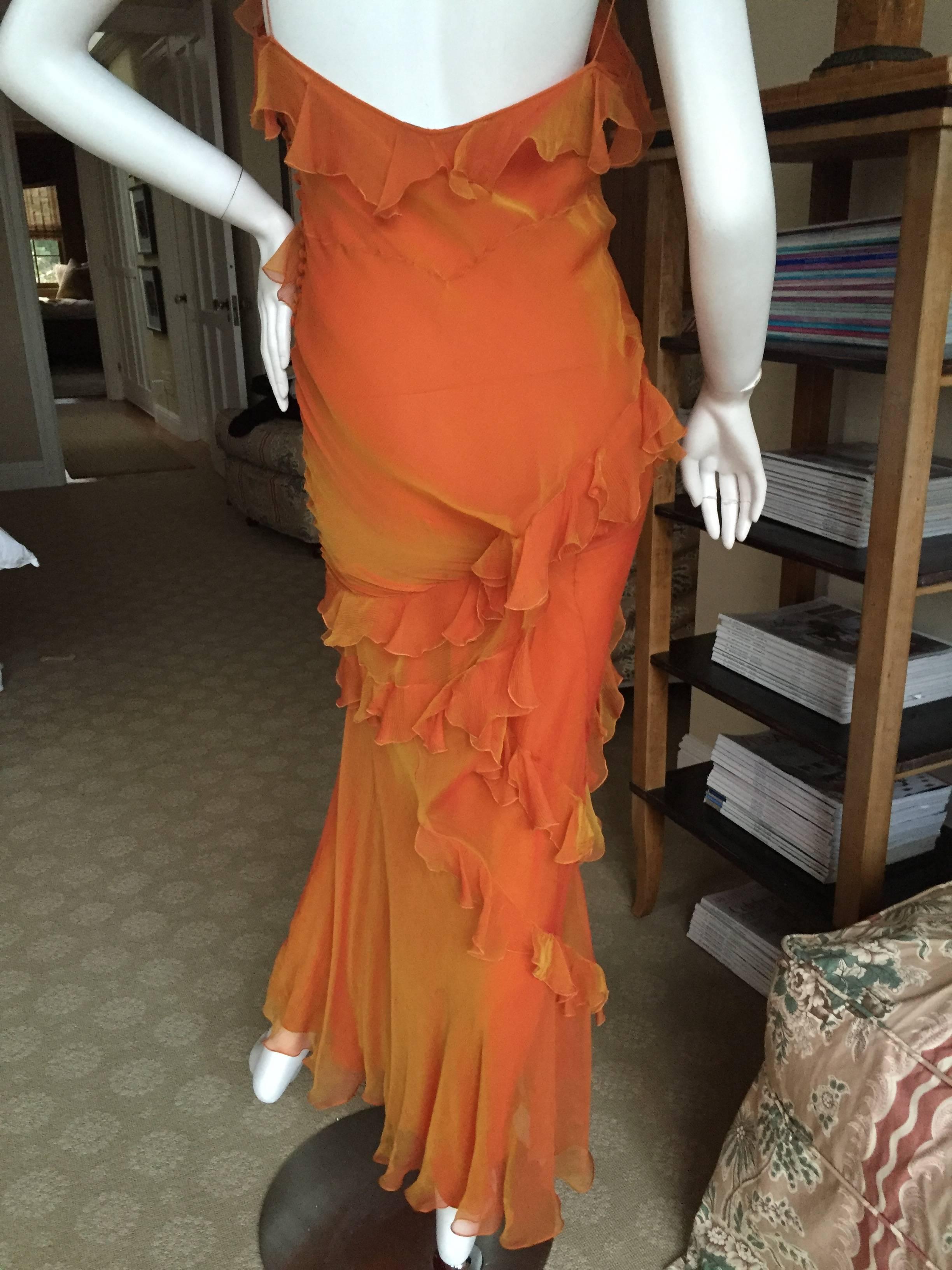 Women's Christian Dior Marigold Ruffled Silk Siren Gown by John Galliano