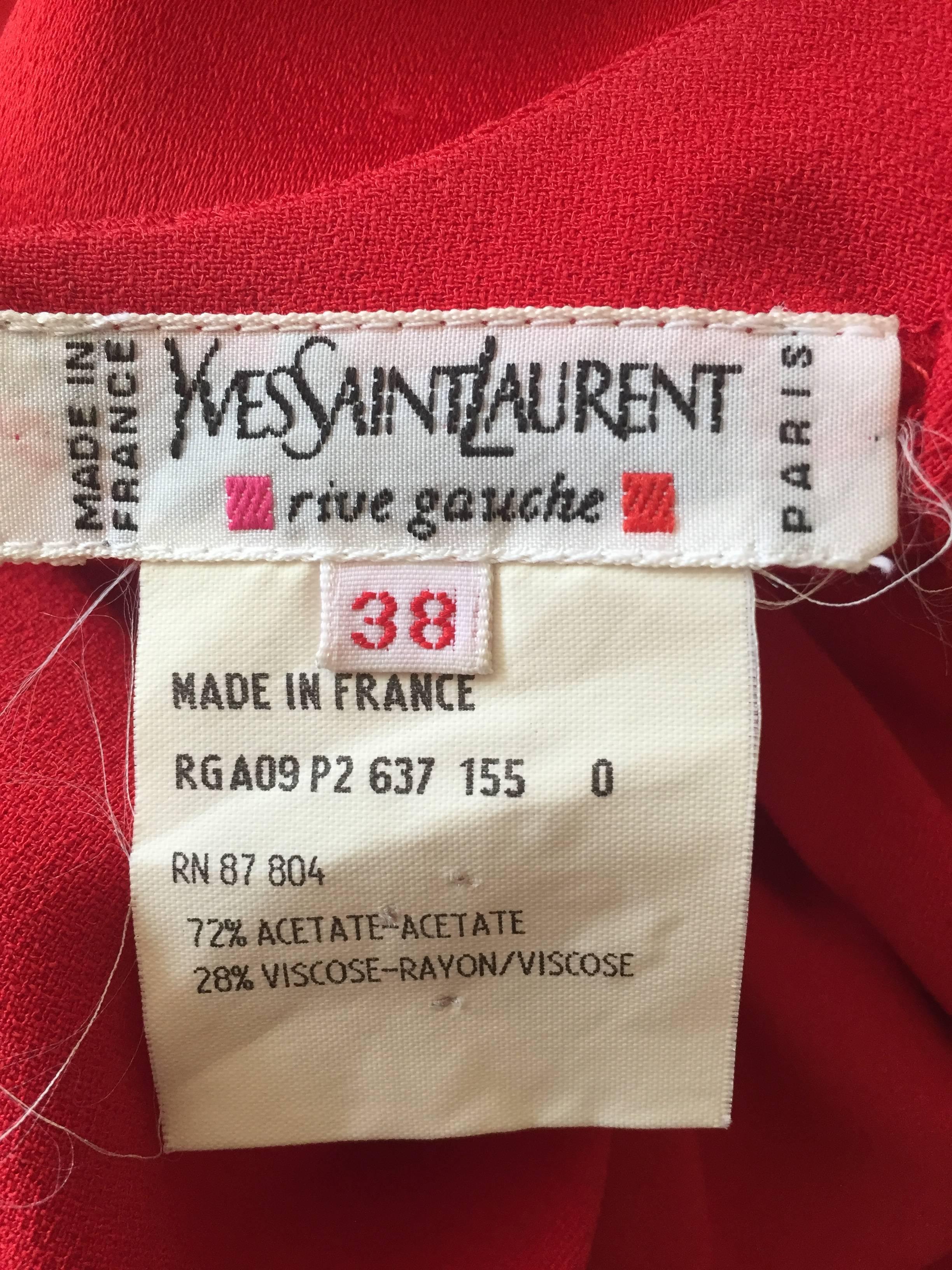 Yves Saint Laurent Rive Gauche Vintage Red Evening Dress In Excellent Condition In Cloverdale, CA