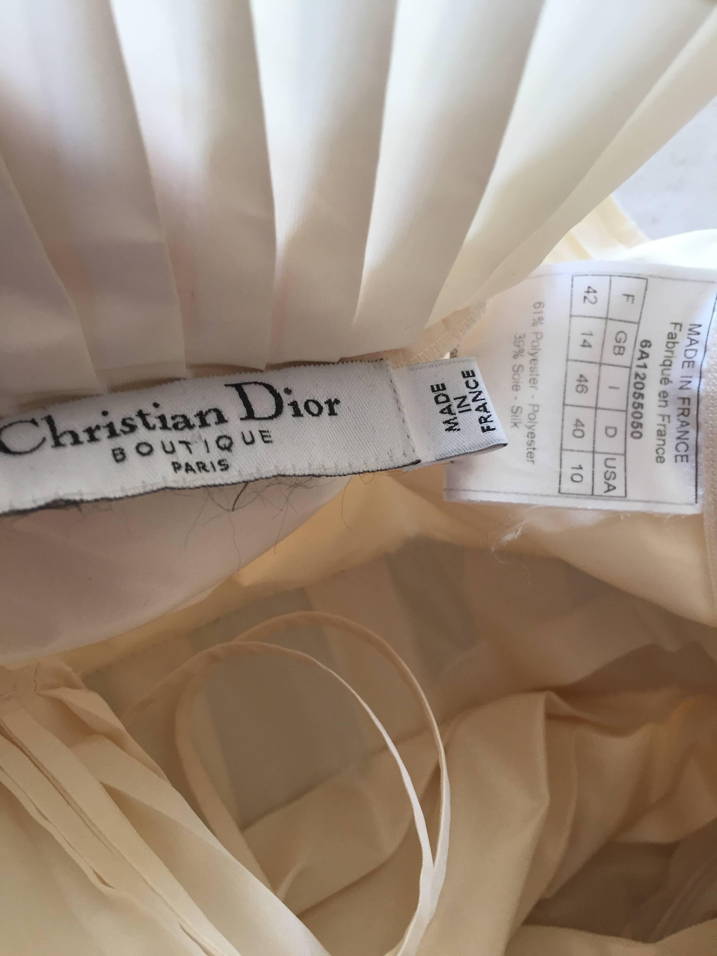 Beige Christian Dior by Galliano Accordion Pleated Cocktail Mini Dress
