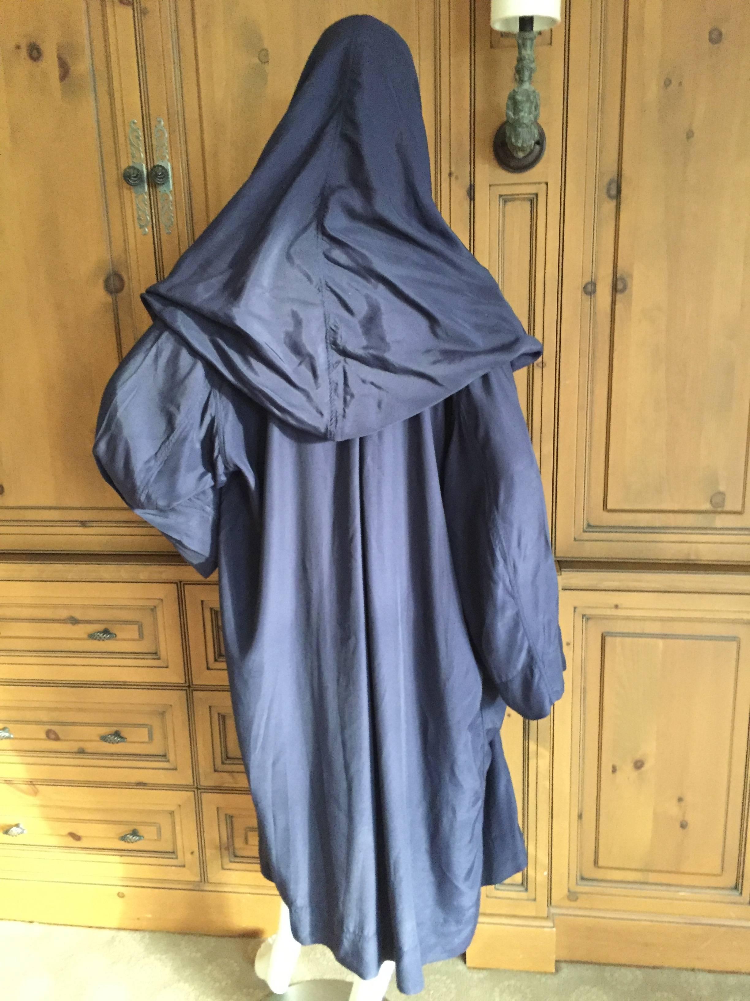 Alaia 1980's Navy Blue Coat with Hood 3