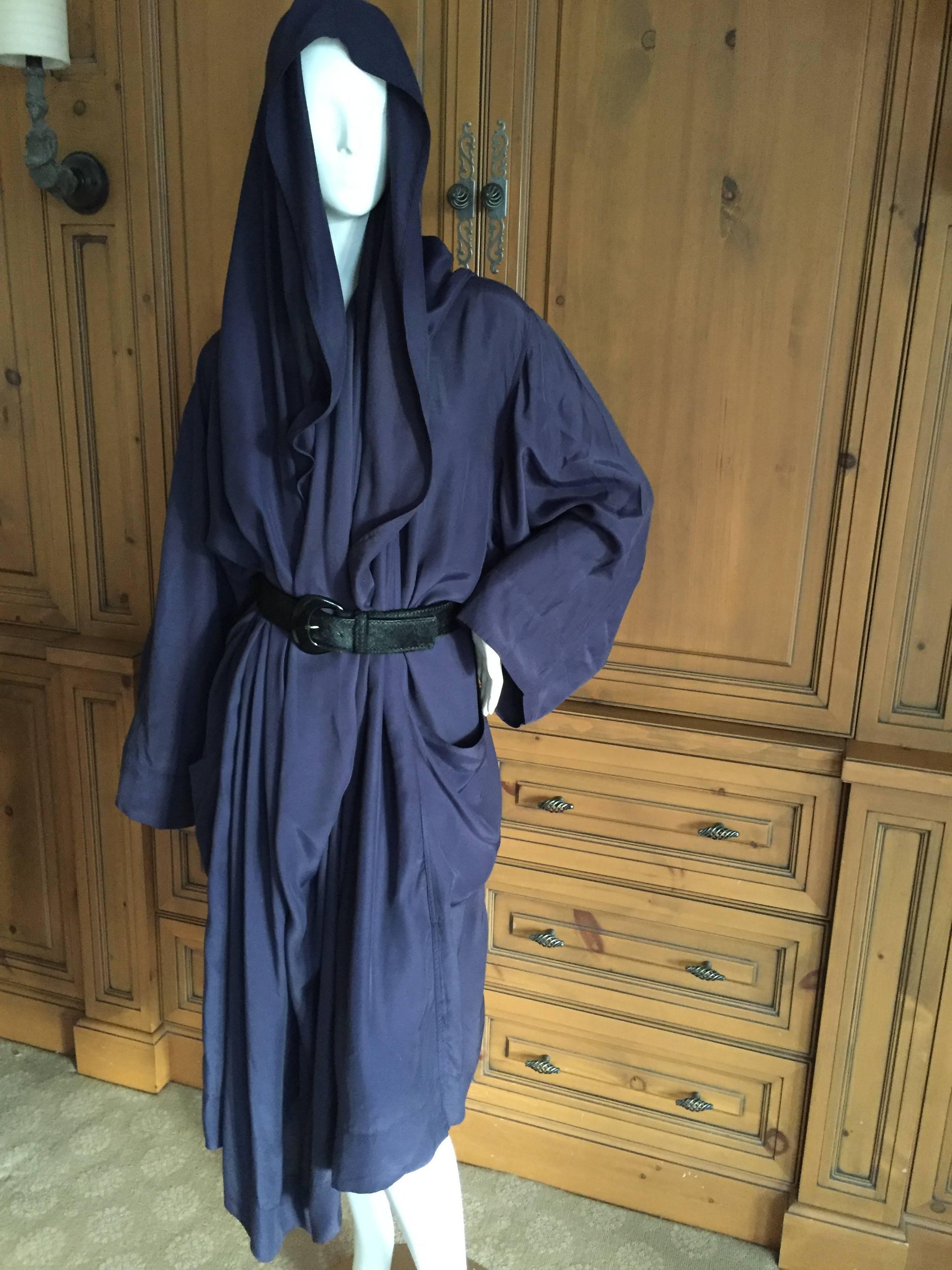 Alaia 1980's Navy Blue Coat with Hood 4