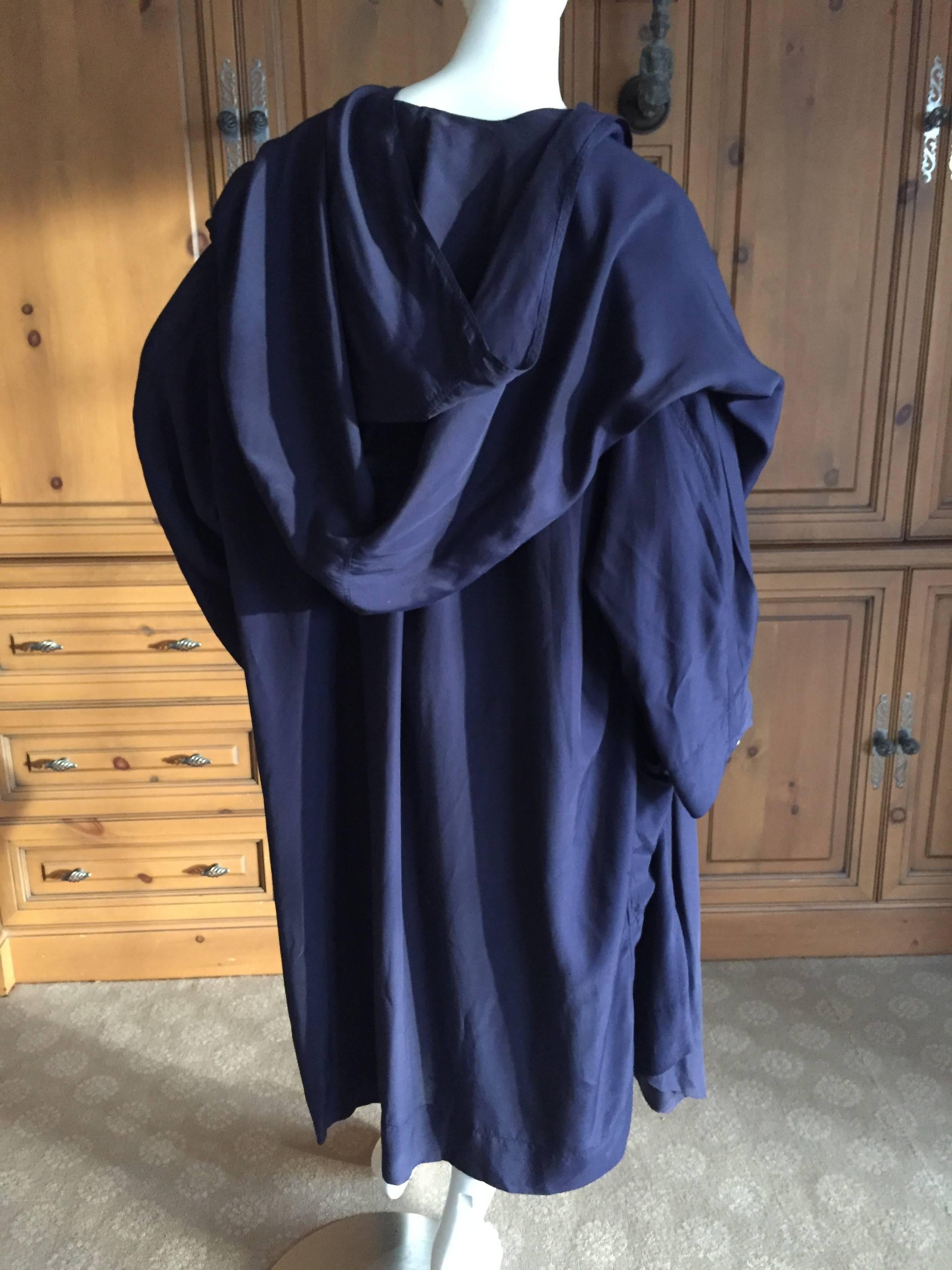 Gray Alaia 1980's Navy Blue Coat with Hood