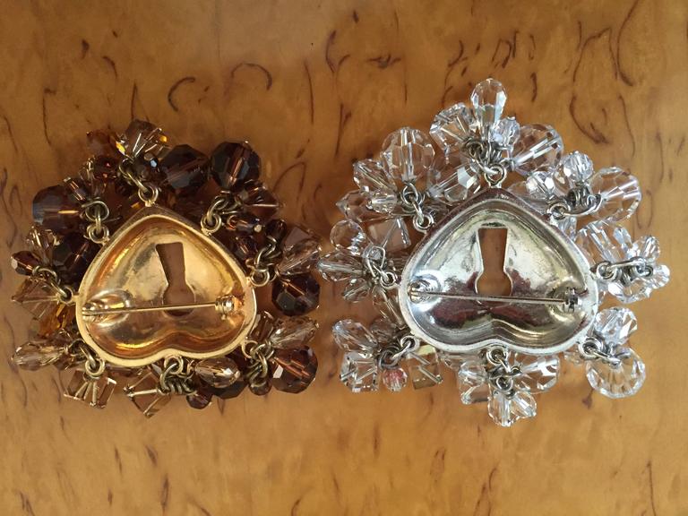 Christian Dior Pair of Heart Pins For Sale at 1stDibs