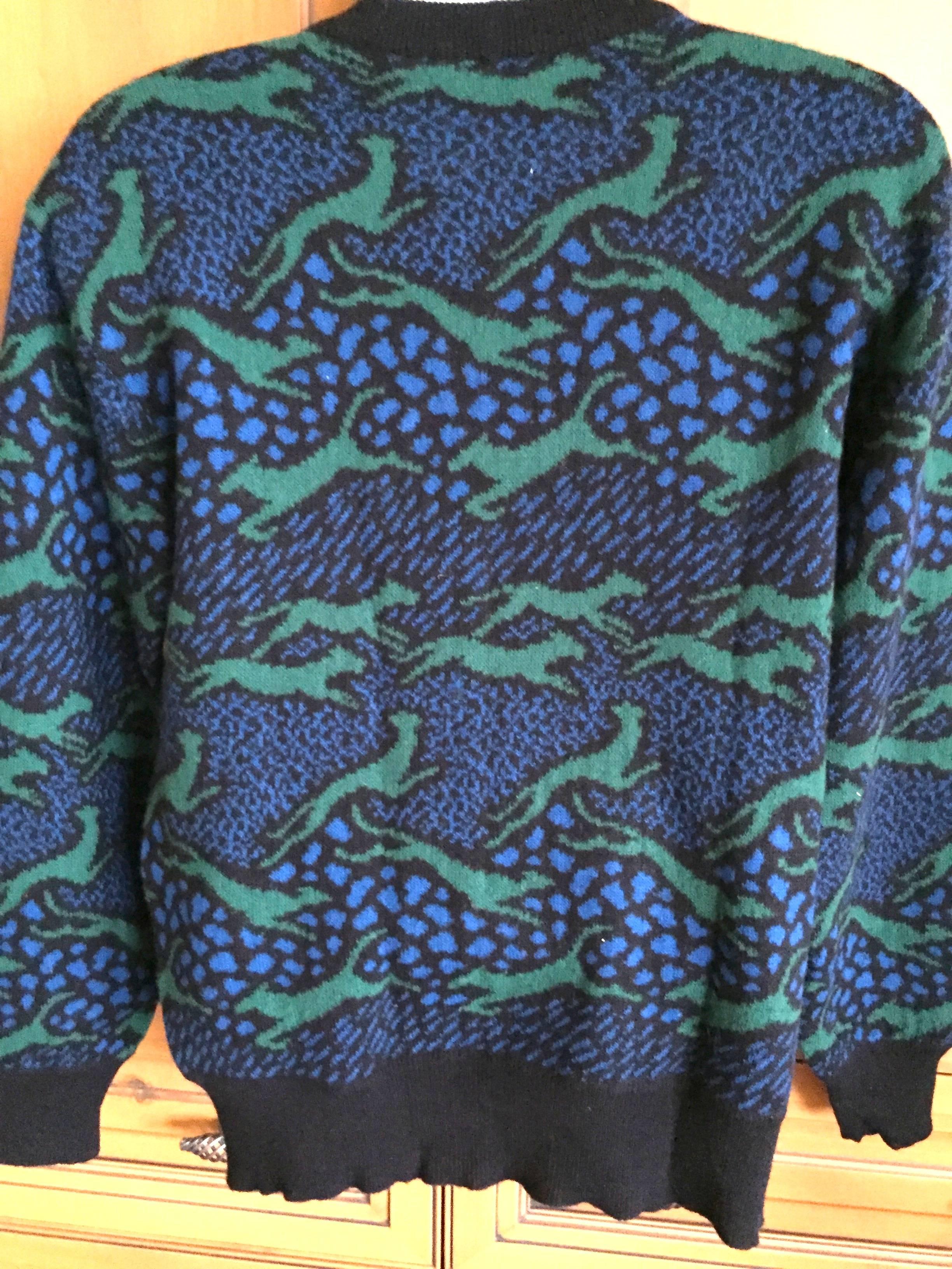 Missoni Uomo 1980's Stylized Dog Pattern Pure Cashmere Mens Sweater 1
