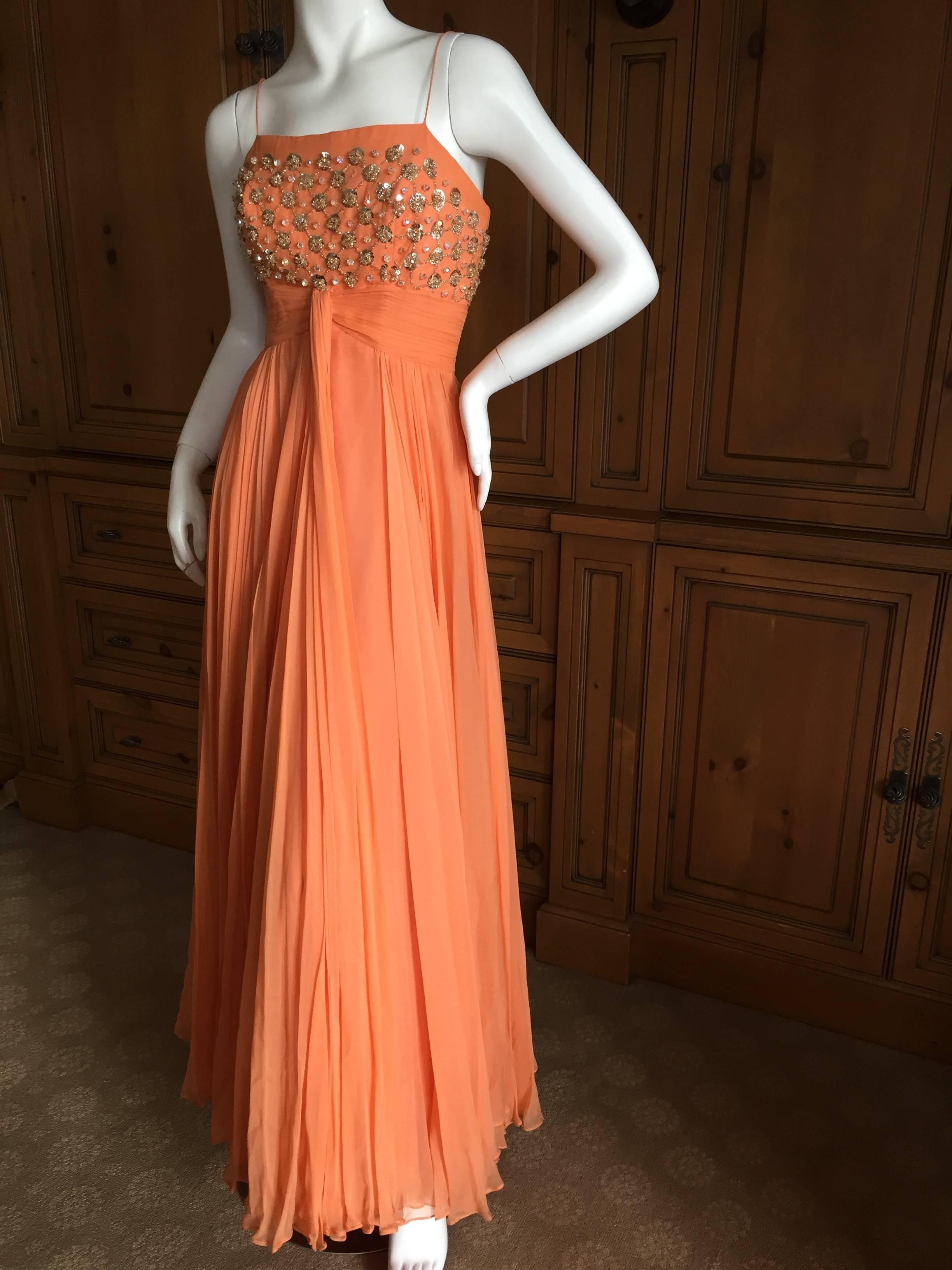 Women's 1950 Silk Chiffon Embellished Evening Dress from Saks Fifth Avenue