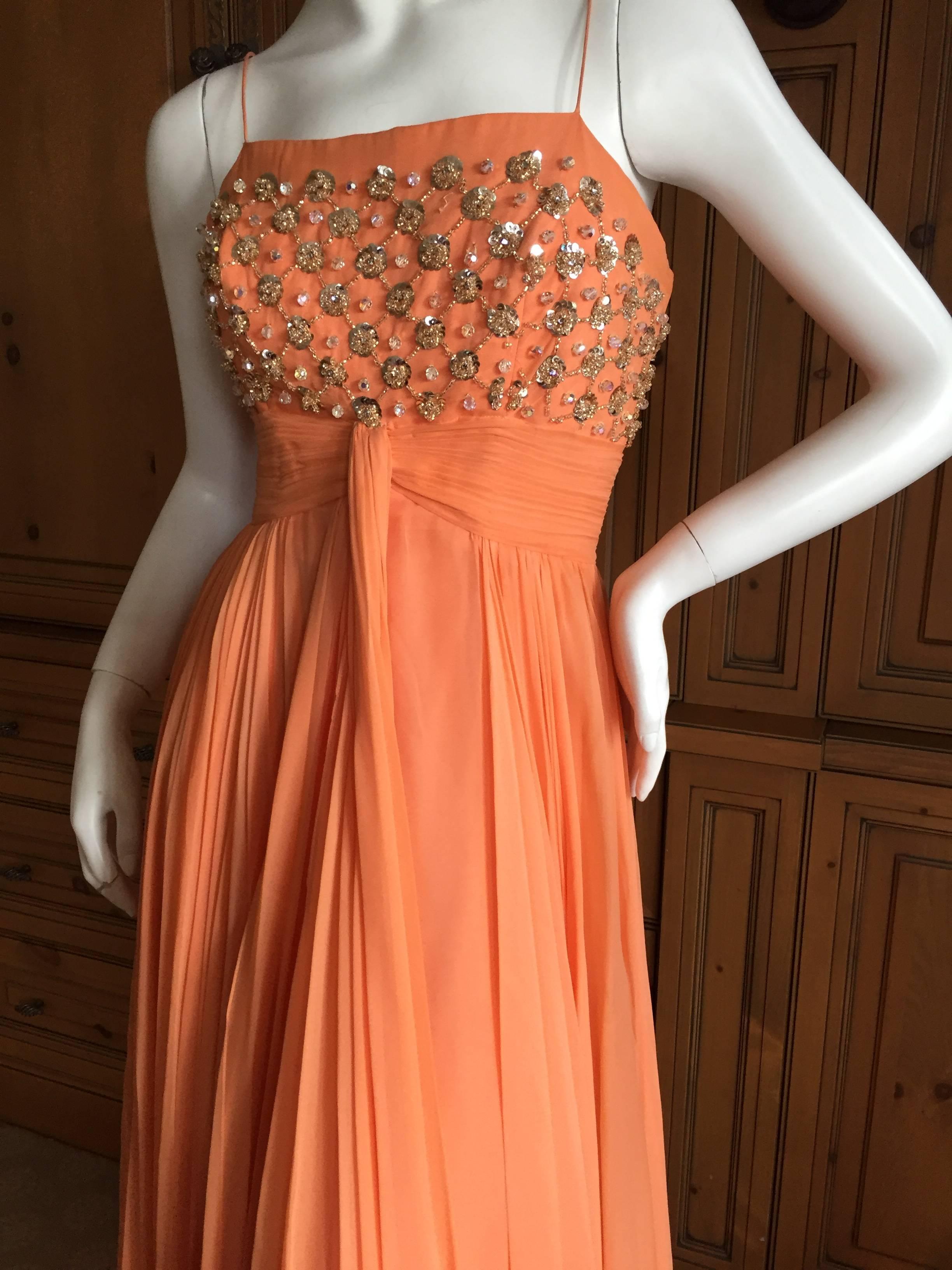 1950 Silk Chiffon Embellished Evening Dress from Saks Fifth Avenue 2