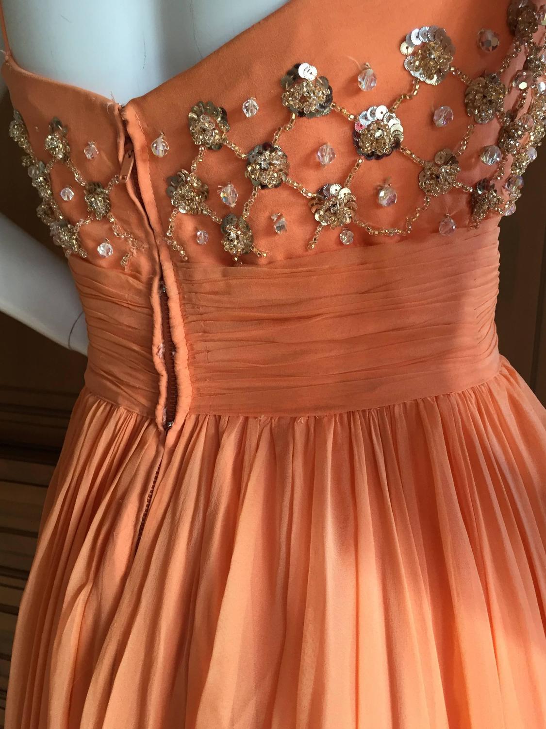 1950 Silk Chiffon Embellished Evening Dress from Saks Fifth Avenue at