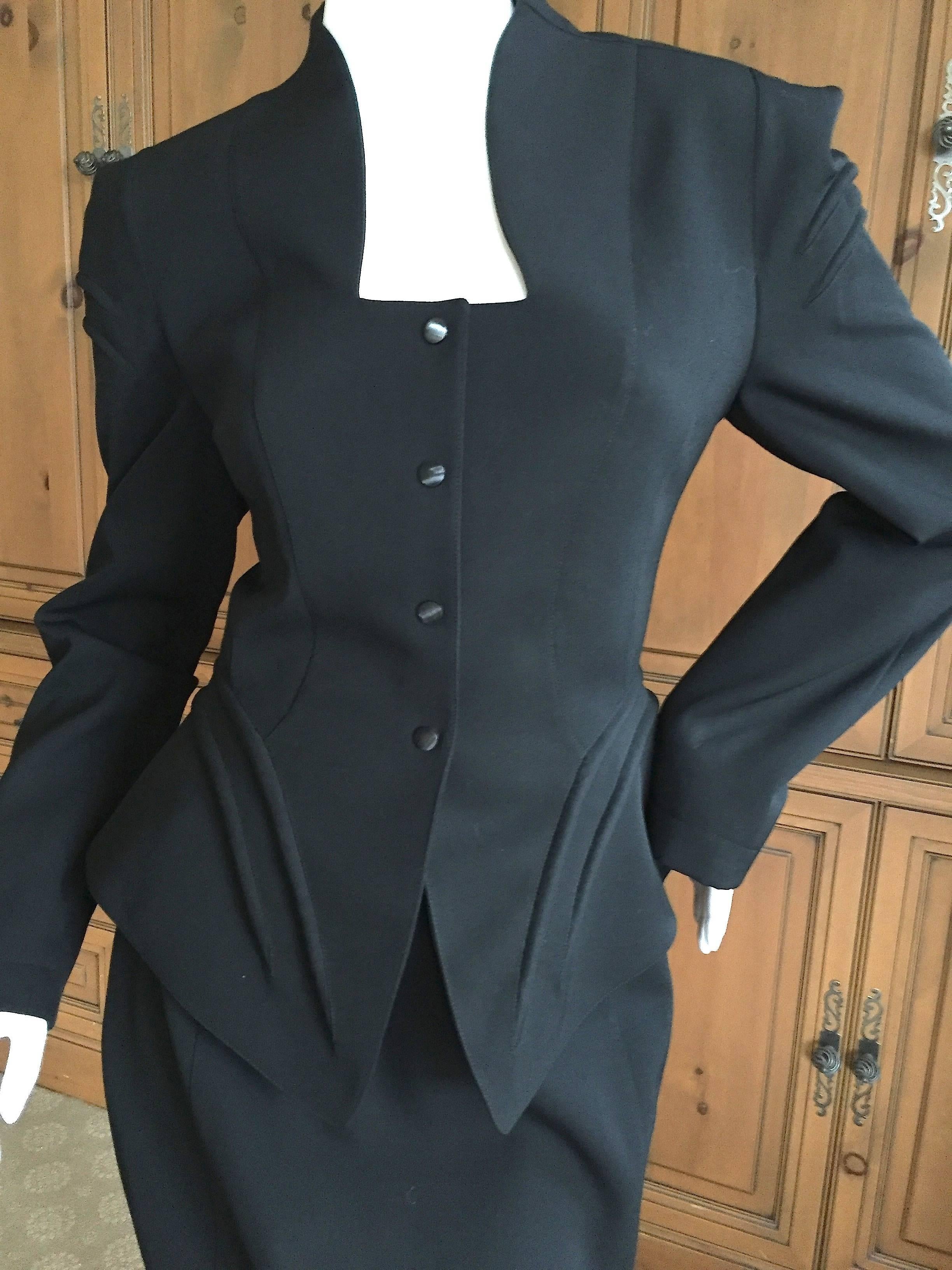 Thierry Mugler Vintage 80's Black Evening Suit Size 40 For Sale 5