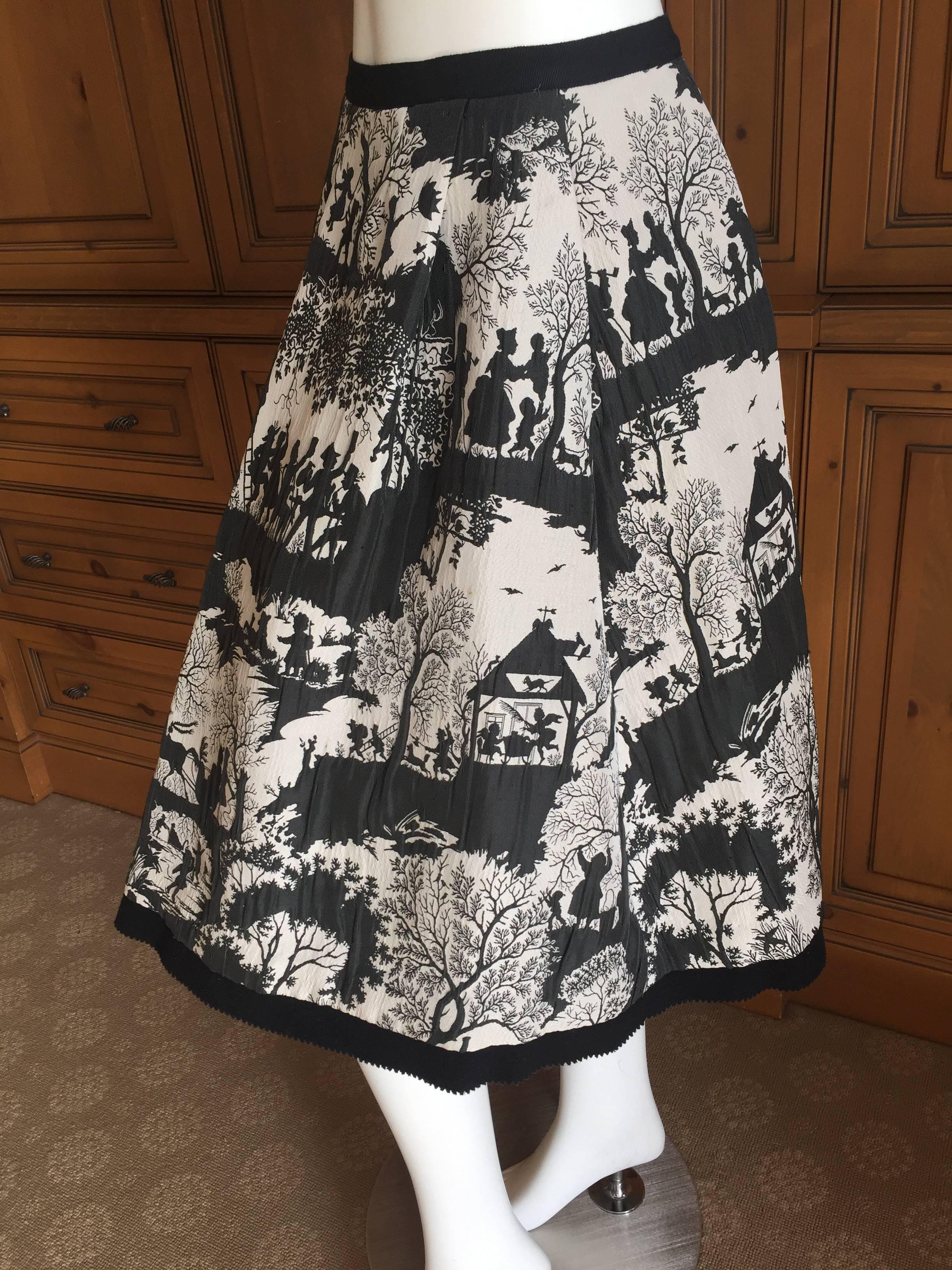 Oscar de la Renta Toile Pattern Skirt In New Condition For Sale In Cloverdale, CA