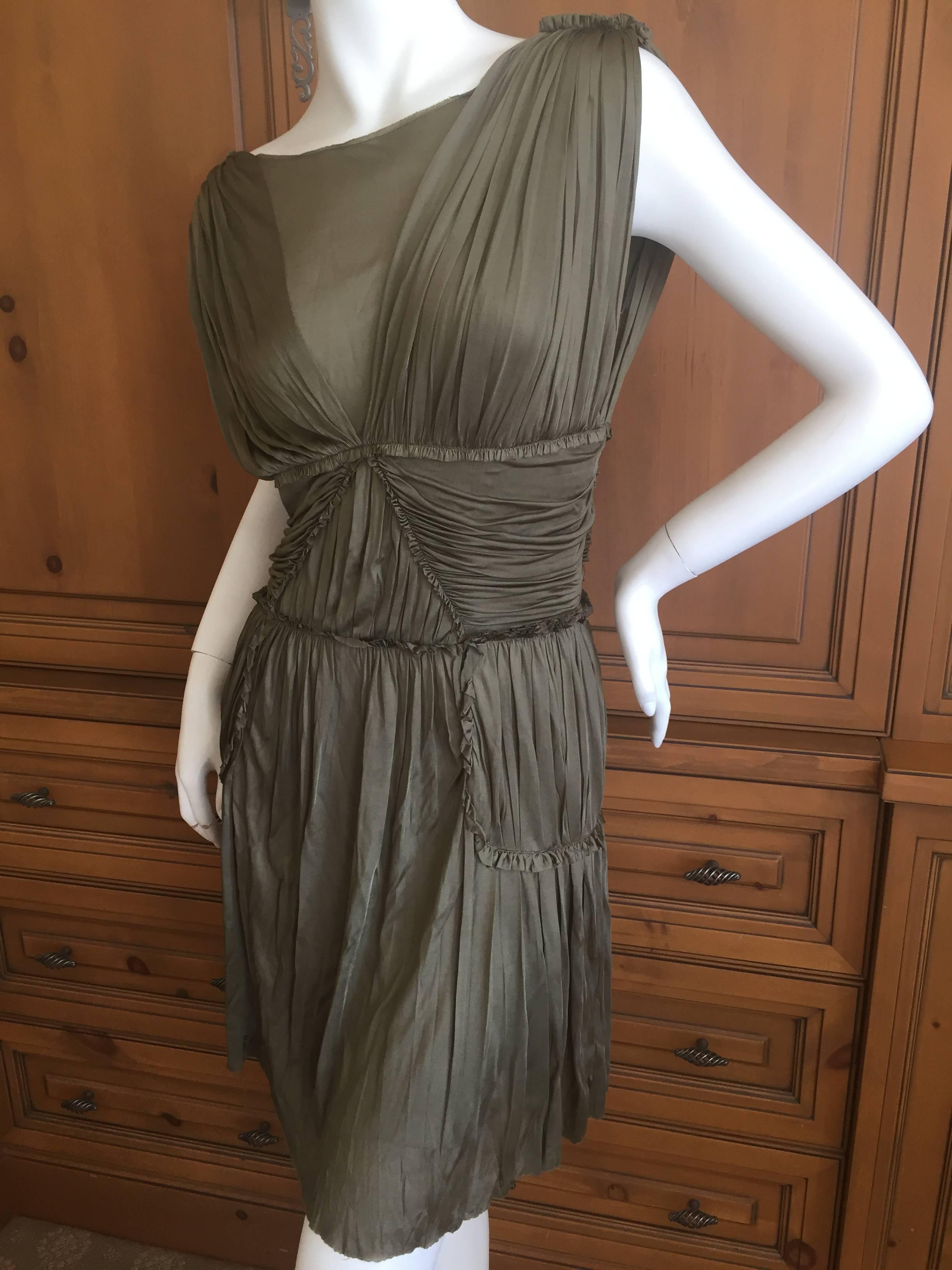 Alexander McQueen Green Draped Goddess Mini Dress McQ Fall 2010 In Good Condition For Sale In Cloverdale, CA