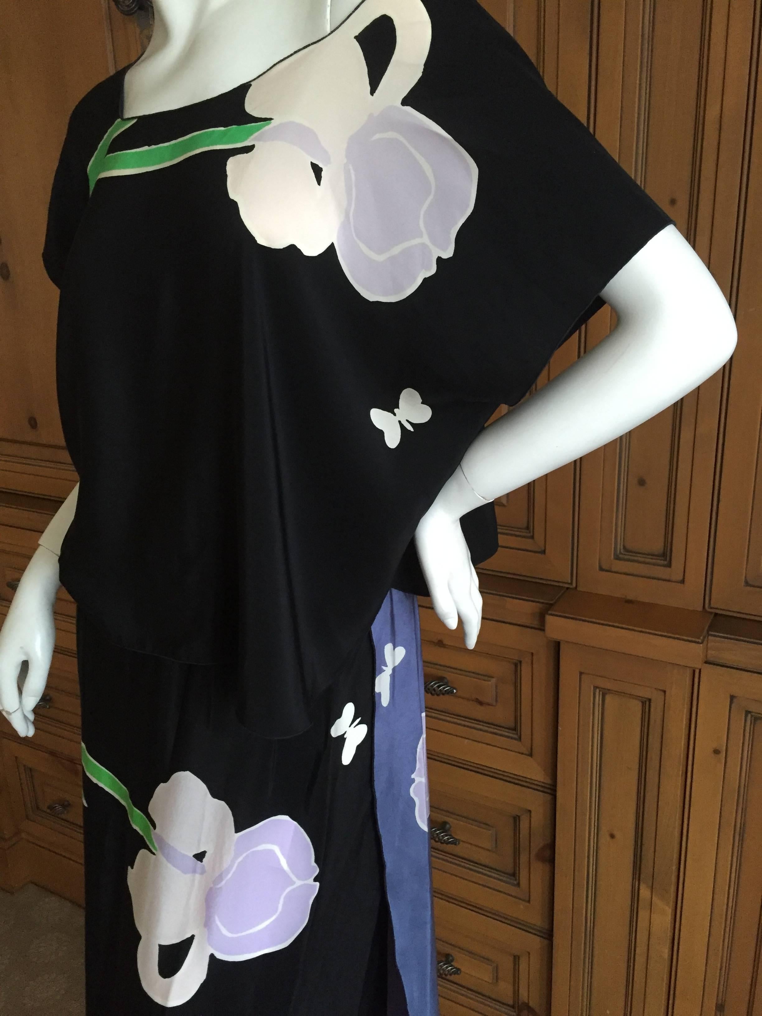 Women's Michaele Vollbrach Silk Two Piece Iris & Butterfly Dress For Sale