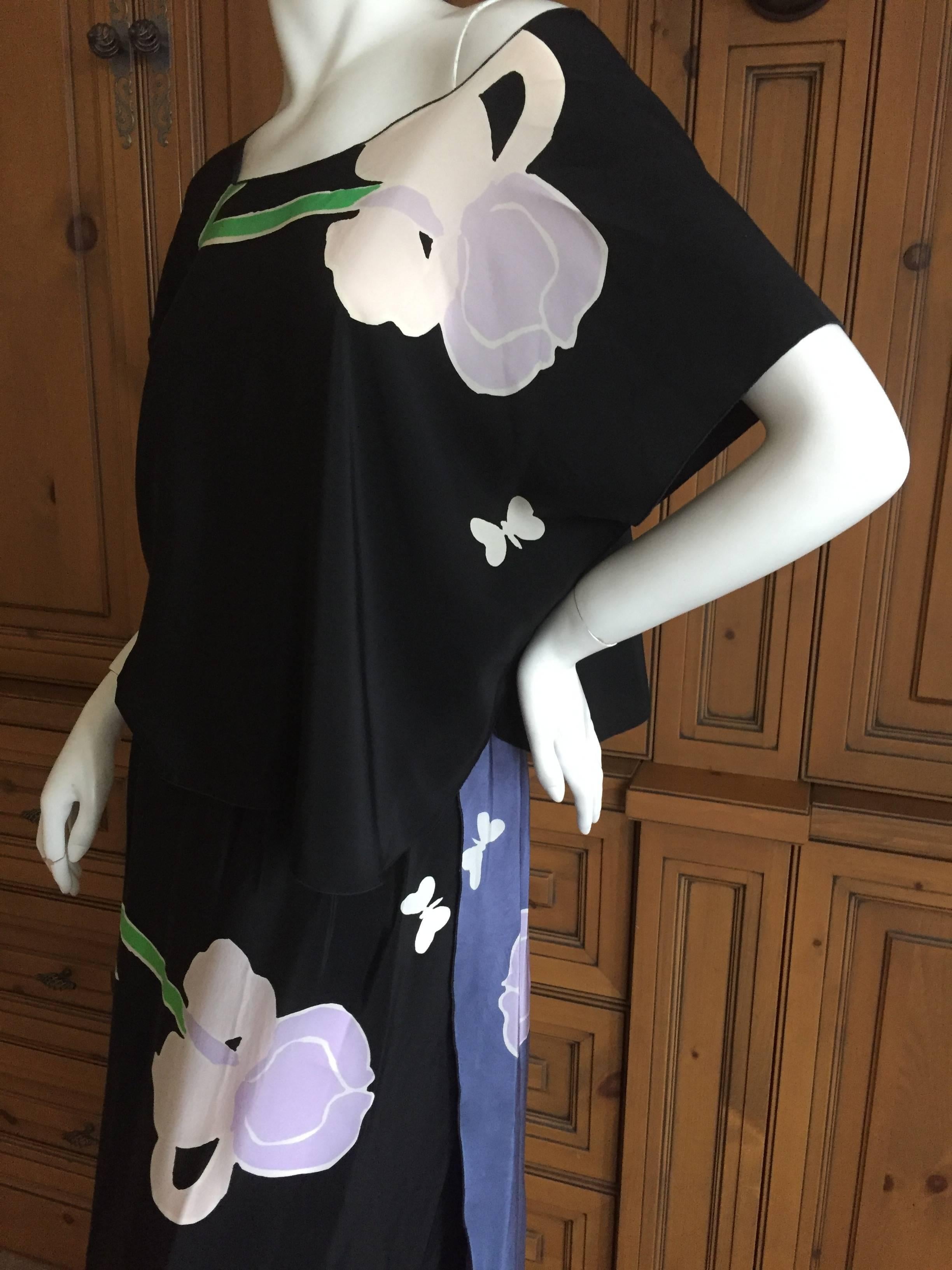 Michaele Vollbrach Silk Two Piece Iris & Butterfly Dress For Sale 1
