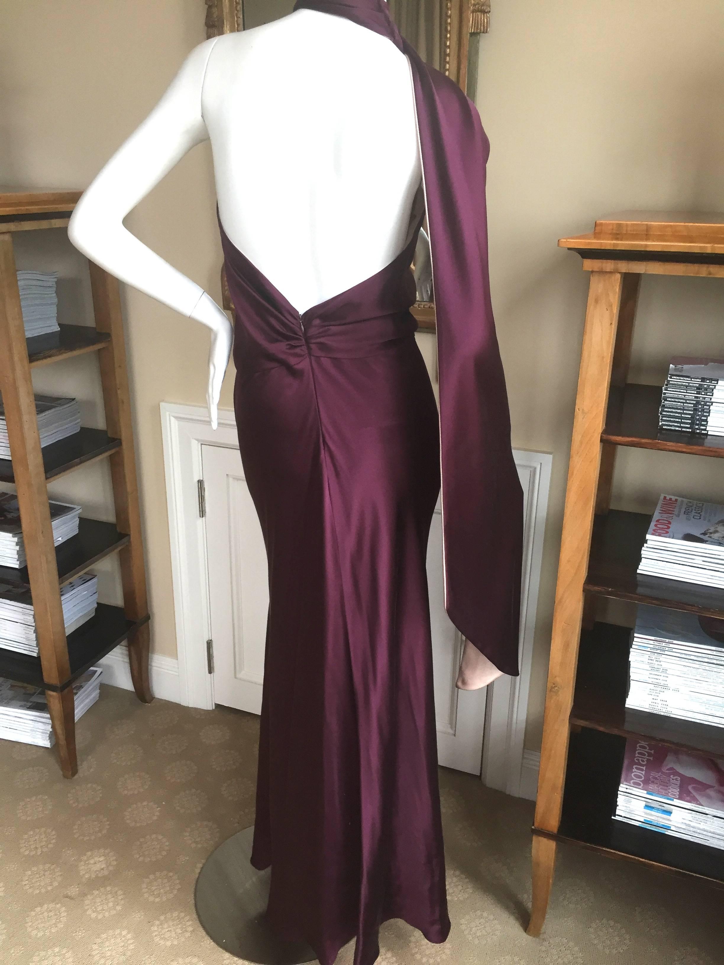 Jackie Rogers Plum Silk Charmeuse Evening Dress For Sale 1