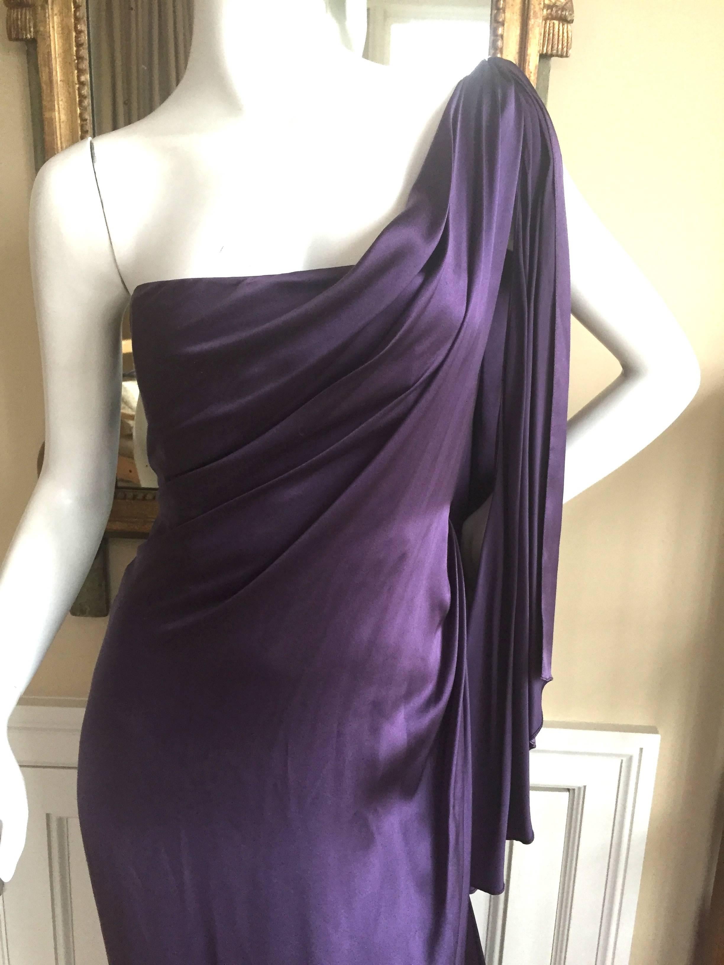 Jackie Rogers Amethyst SIlk Charmeuse One Shoulder Godess Dress 2