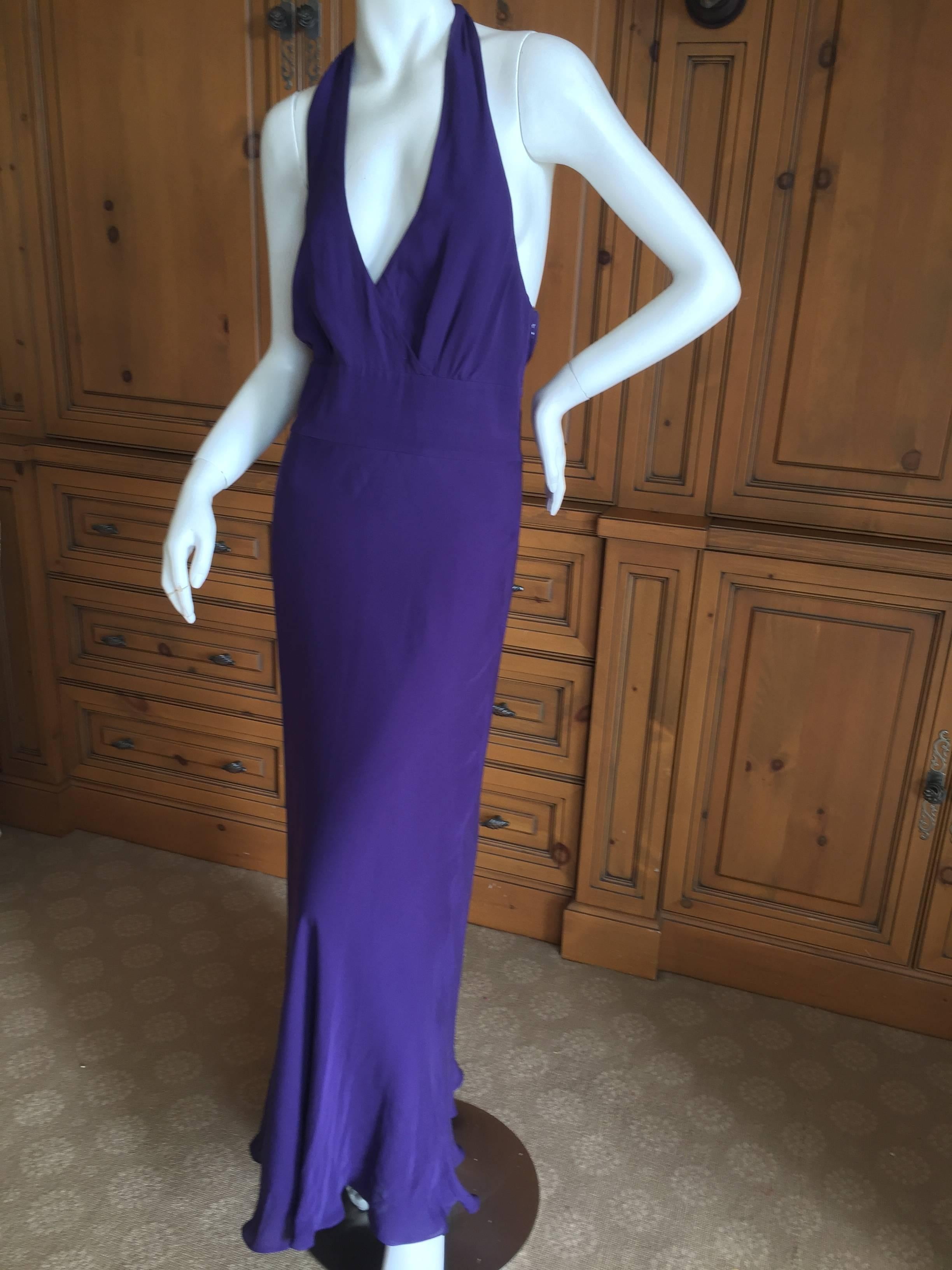 Halston Vintage Seventies Silk Chiffon Low Cut Backless Dress In Good Condition In Cloverdale, CA