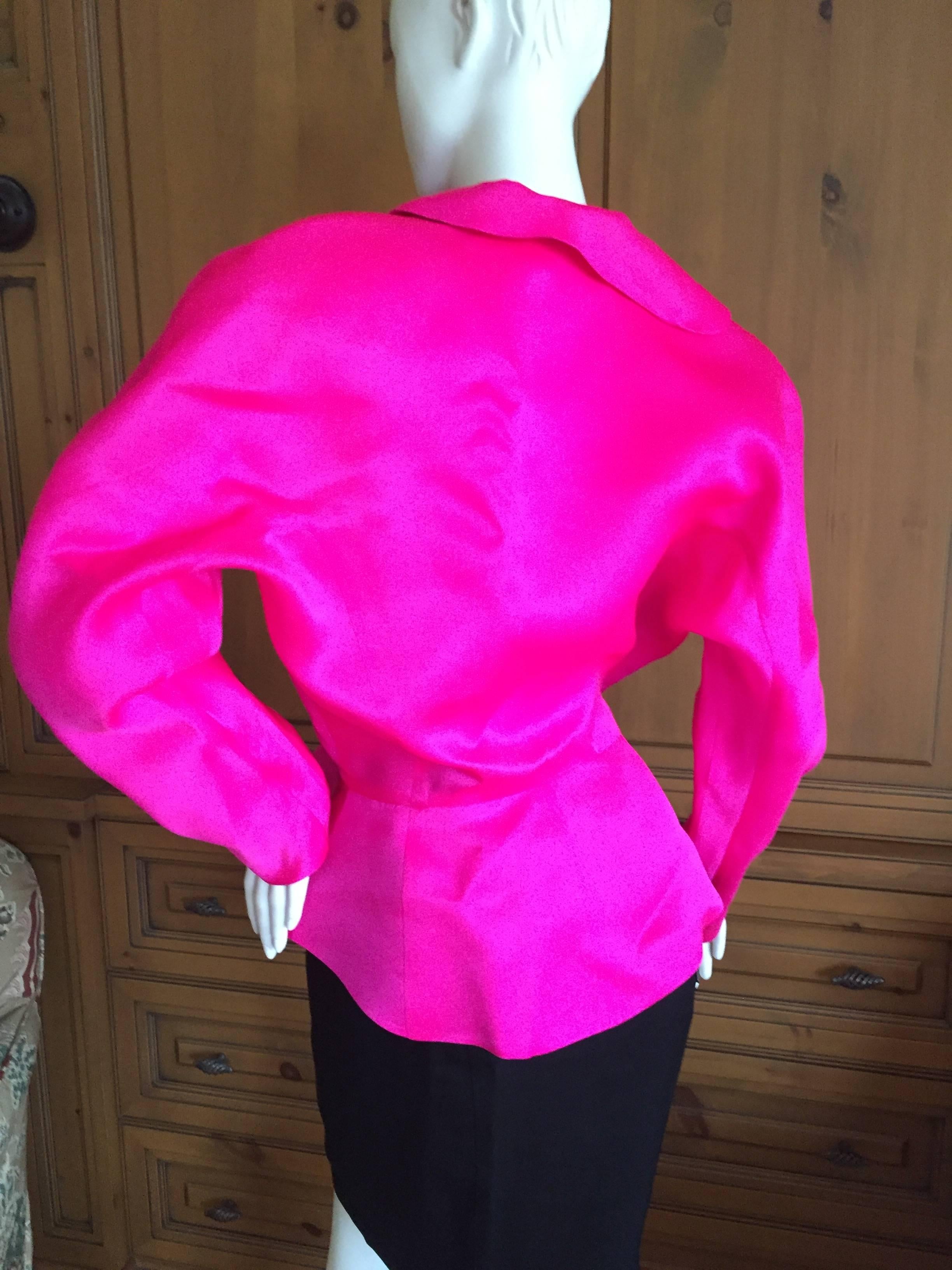 Women's Thierry Mugler Shocking Pink Silk Suit with Belt