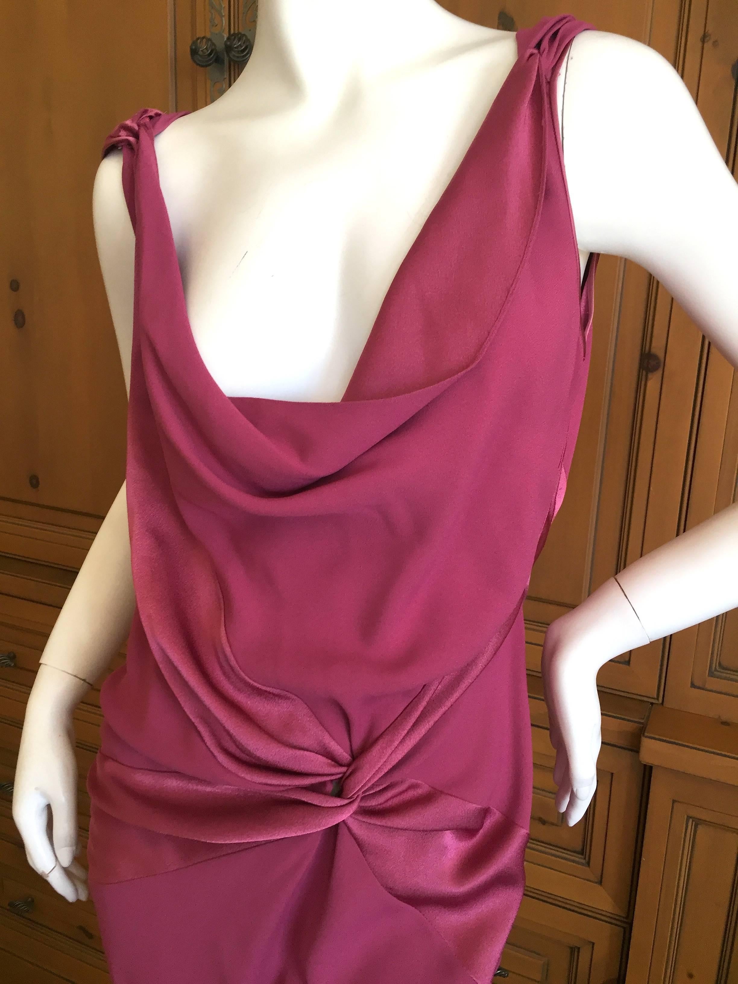 John Galliano Raspberry Dress with Satin Inserts .
Bust 36”, Waist 32”, Hip 36”, Length 41.5