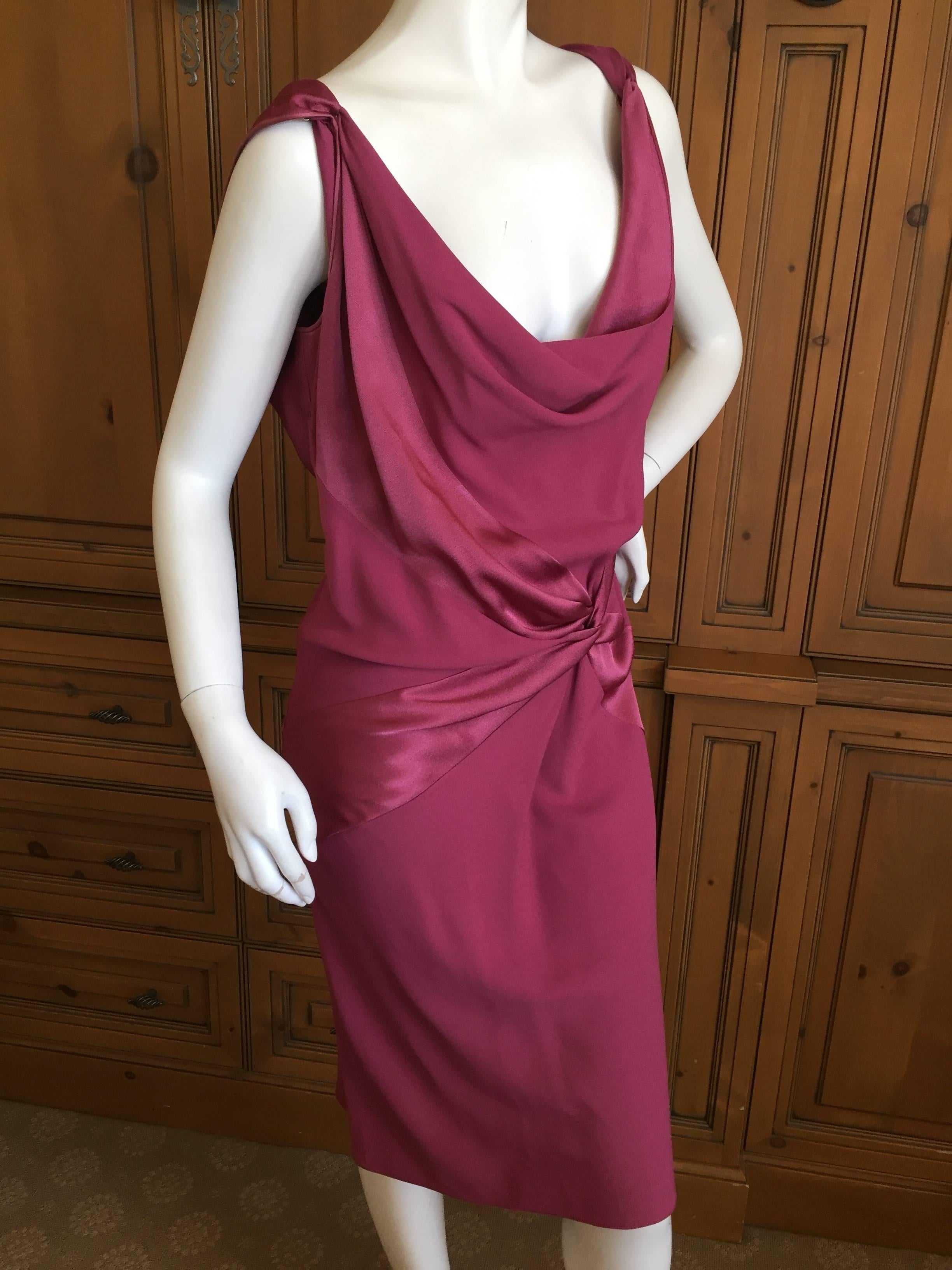 John Galliano Raspberry Dress with Satin Inserts  1
