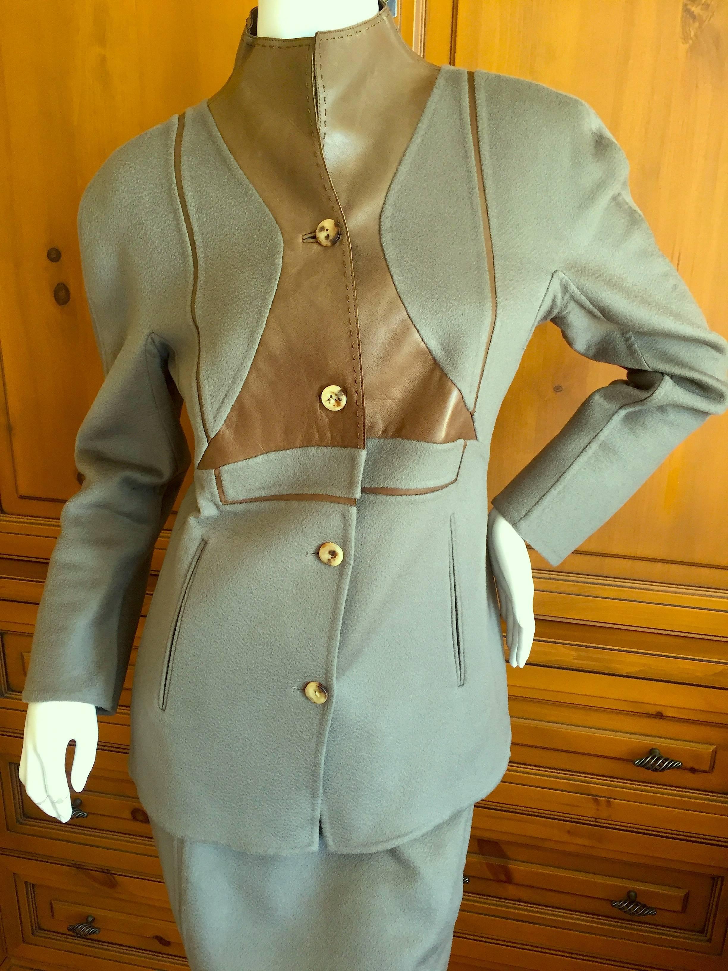 Chado Ralph Rucci Pure Cashmere & Leather Suit  For Sale 2