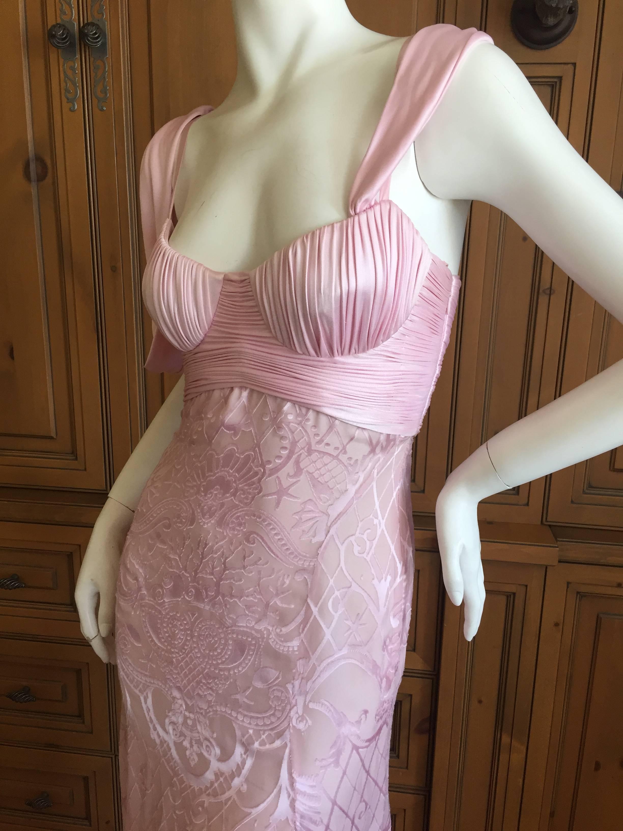 Versace Pink Goddess Gown with Baroque Starfish Pattern 1