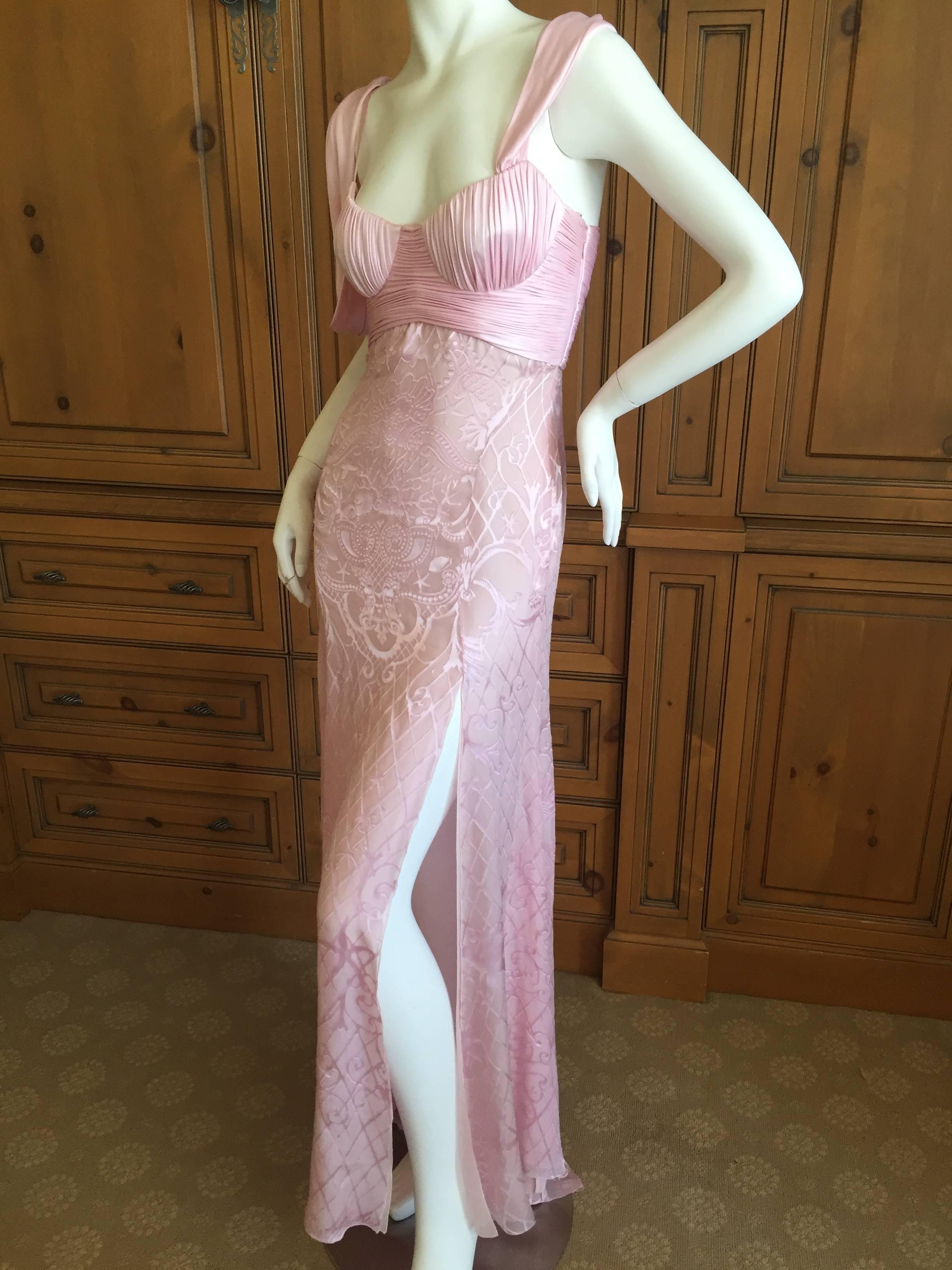 Women's Versace Pink Goddess Gown with Baroque Starfish Pattern