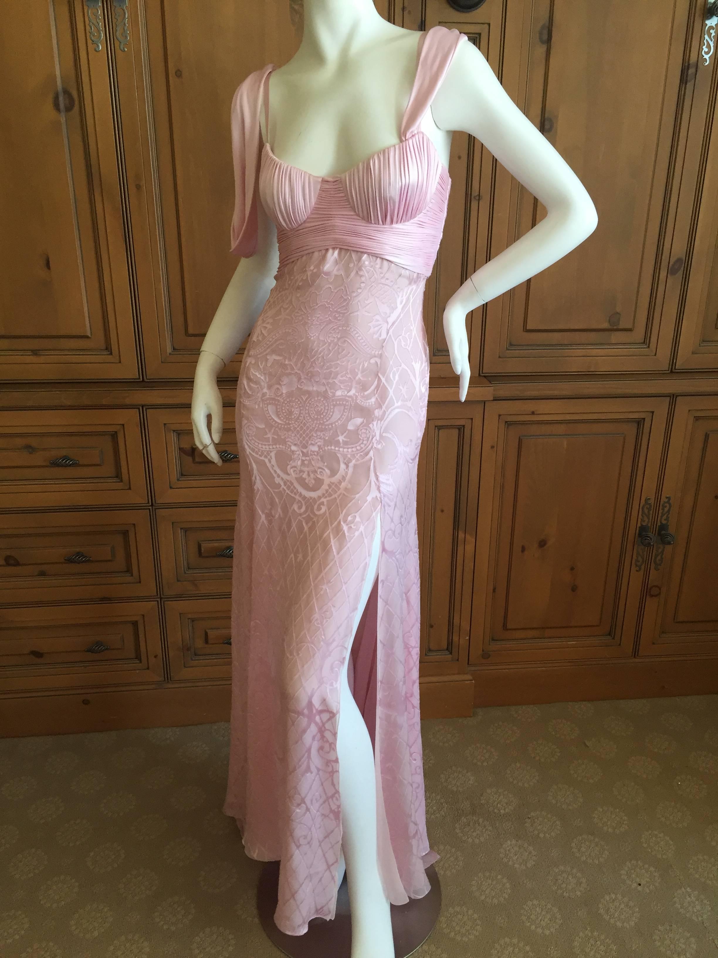 Versace Pink Goddess Gown with Baroque Starfish Pattern 3