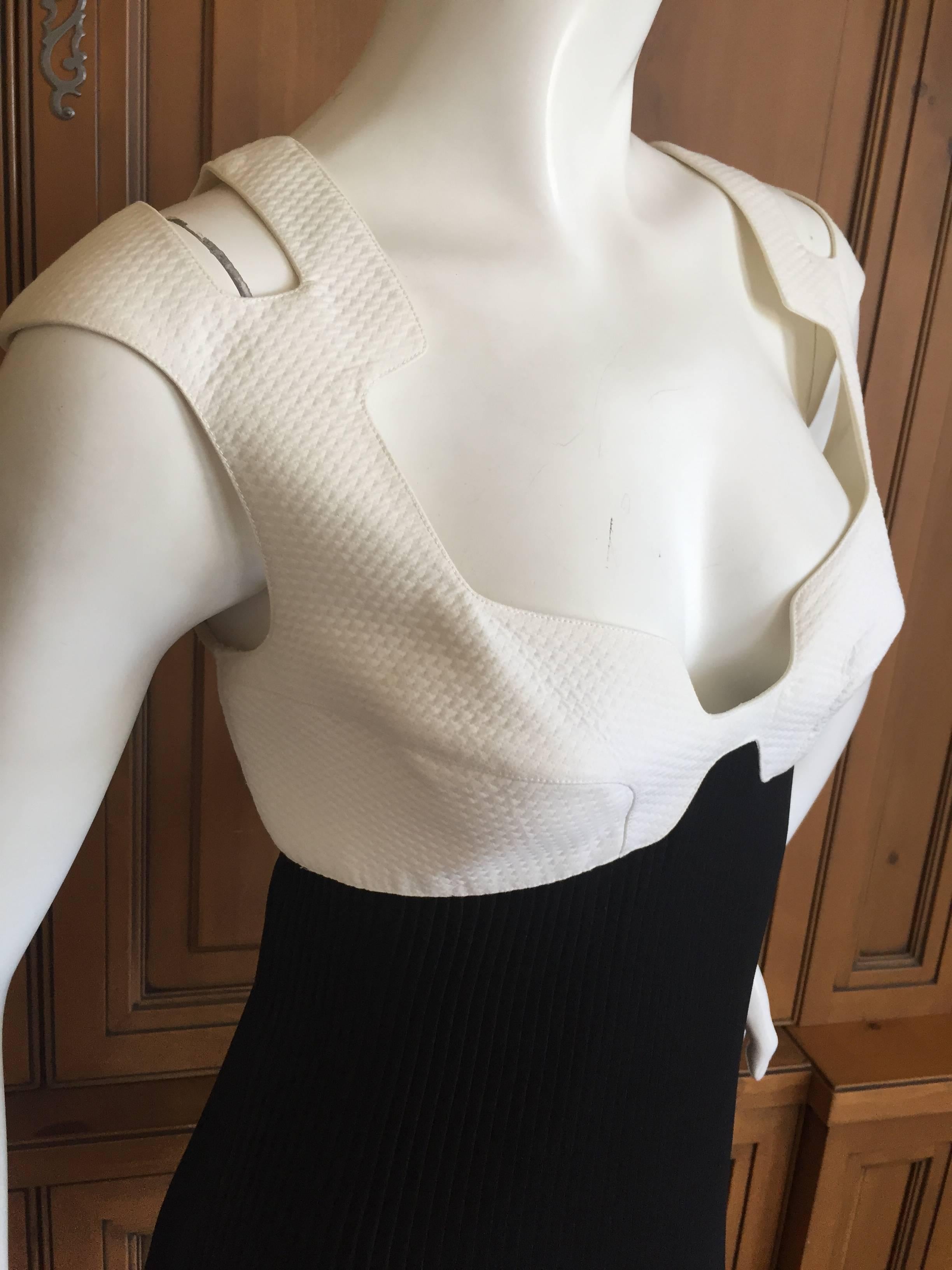 Women's Thierry Mugler 1980's Sexy Low Cut Black & White Dress For Sale