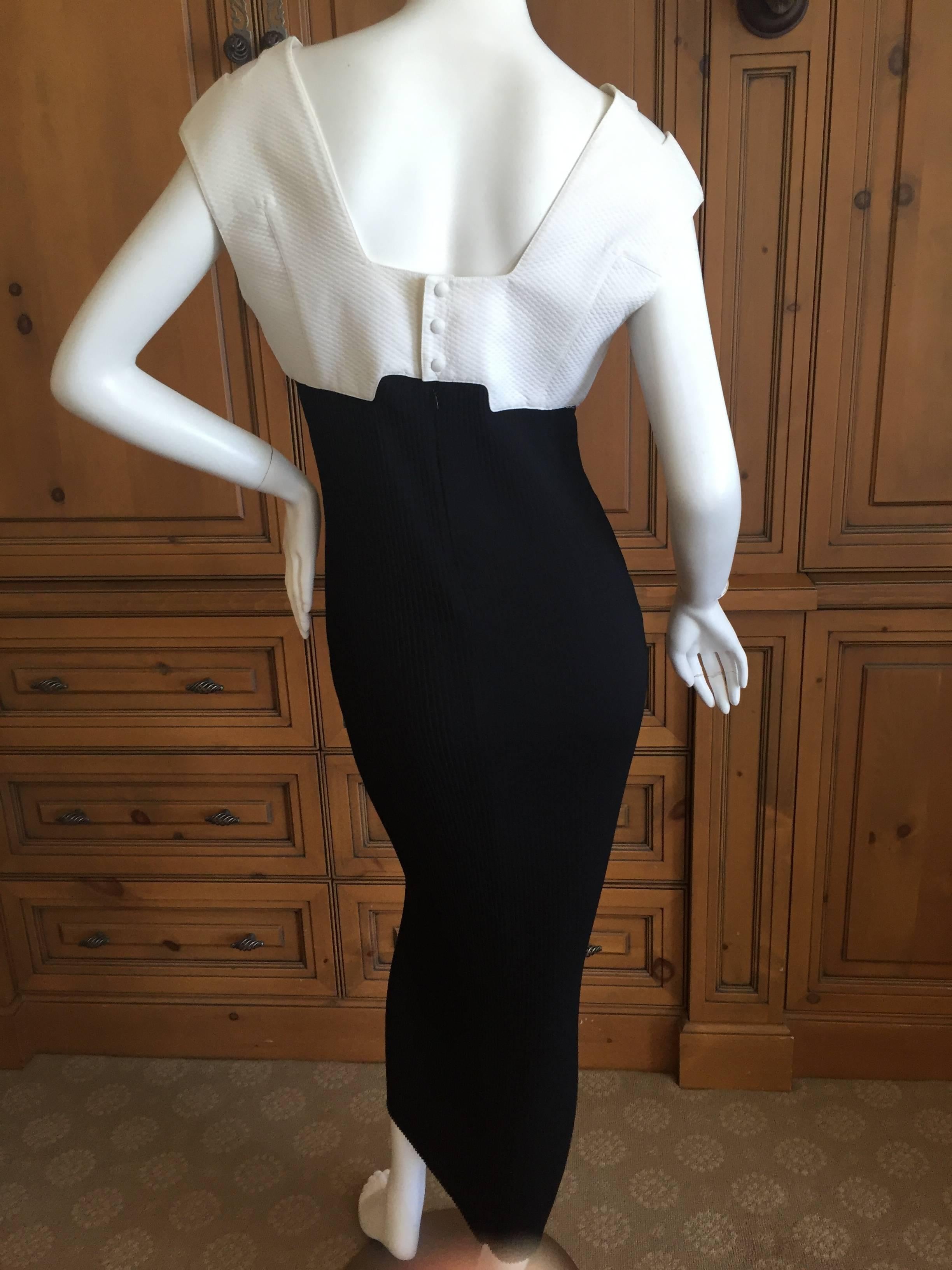 Thierry Mugler 1980's Sexy Low Cut Black & White Dress For Sale 1
