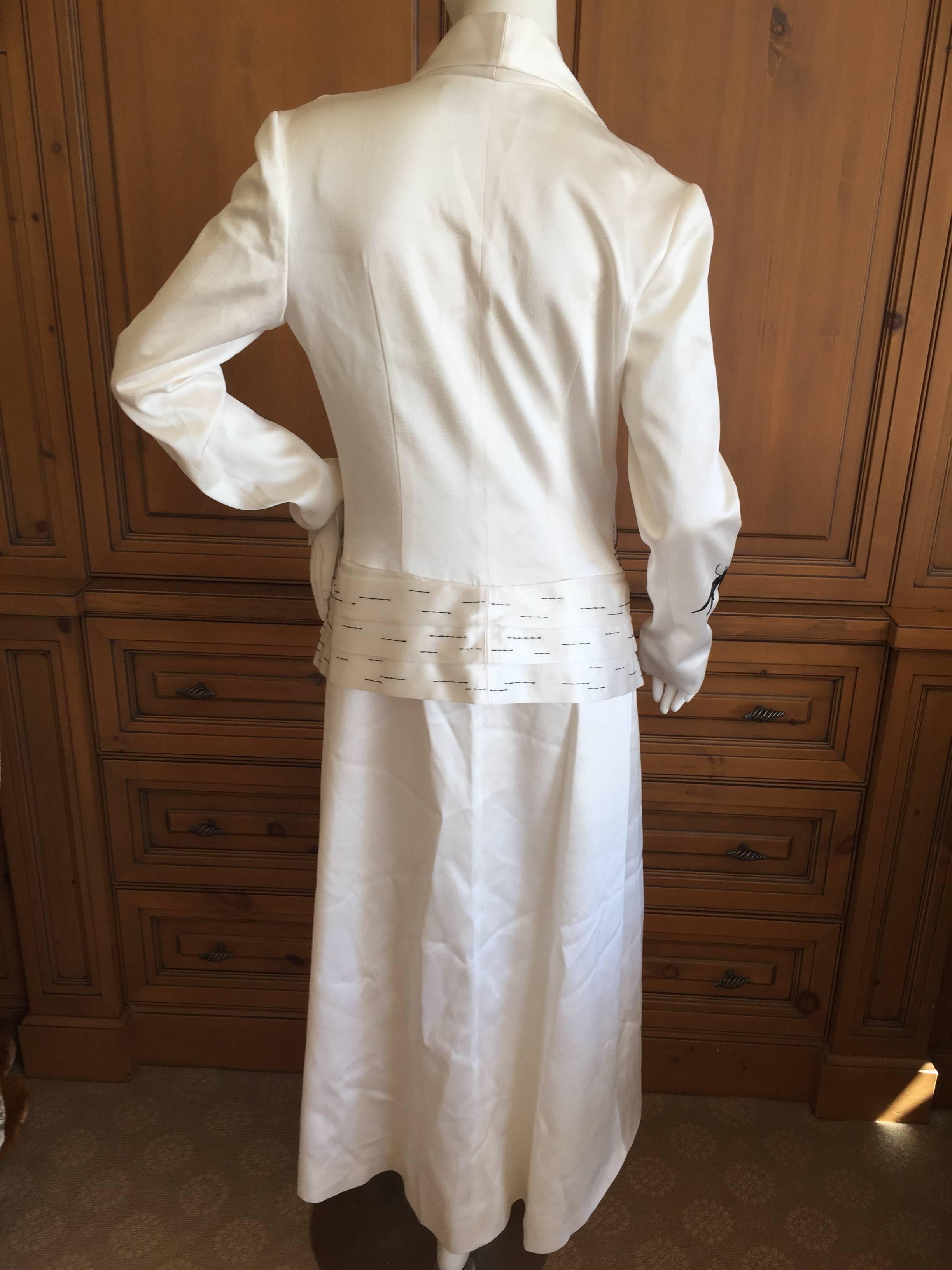 Women's Christian Dior by Gianfranco Ferre White Hammered Silk Beaded Evening Coat For Sale