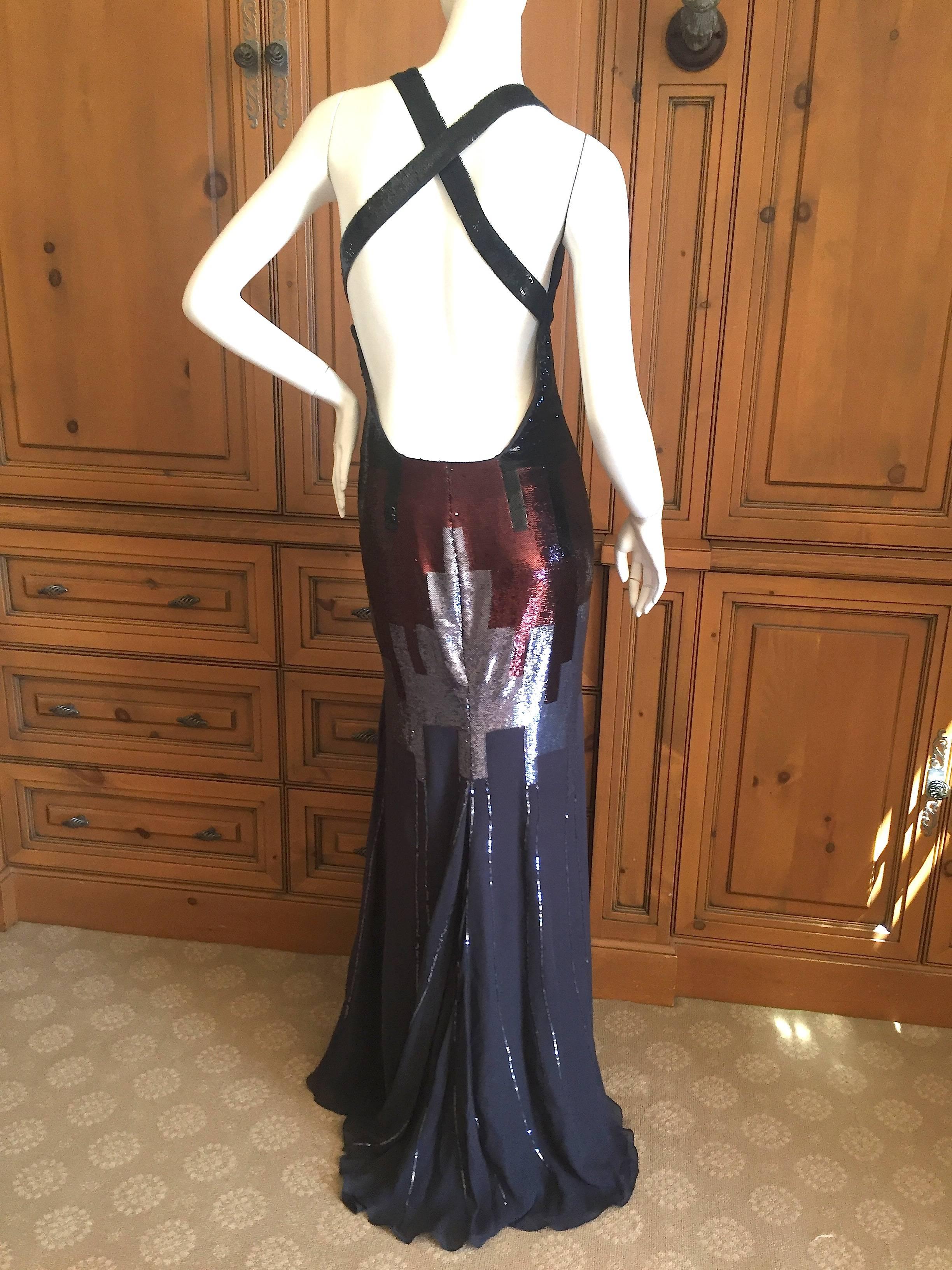 Women's Versace Sequin Evening Dress with Deco Cityscape Design For Sale