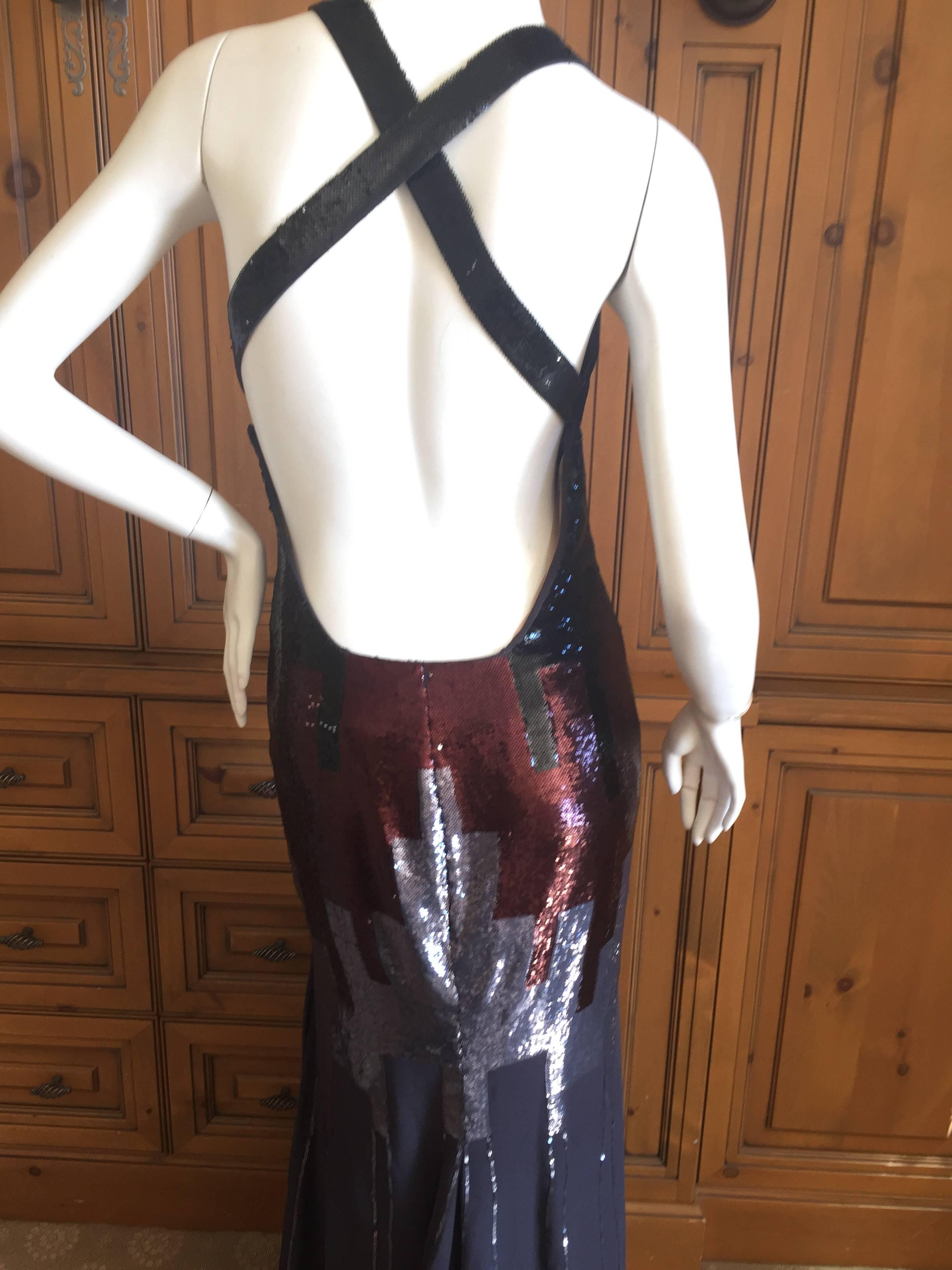 Versace Sequin Evening Dress with Deco Cityscape Design For Sale 3