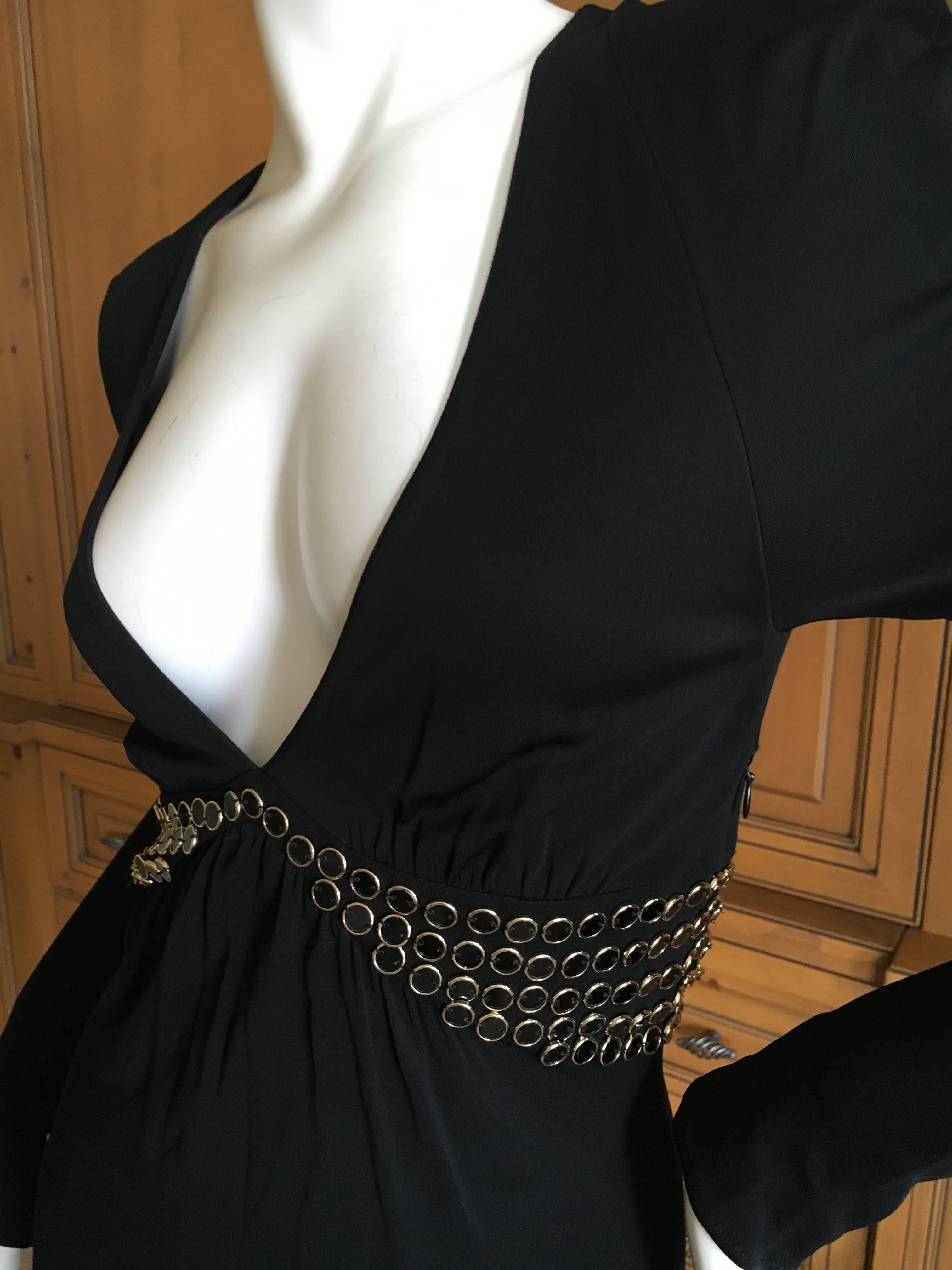 Gucci Low Cut Embellished Little Black Dress by Tom Ford For Sale 1