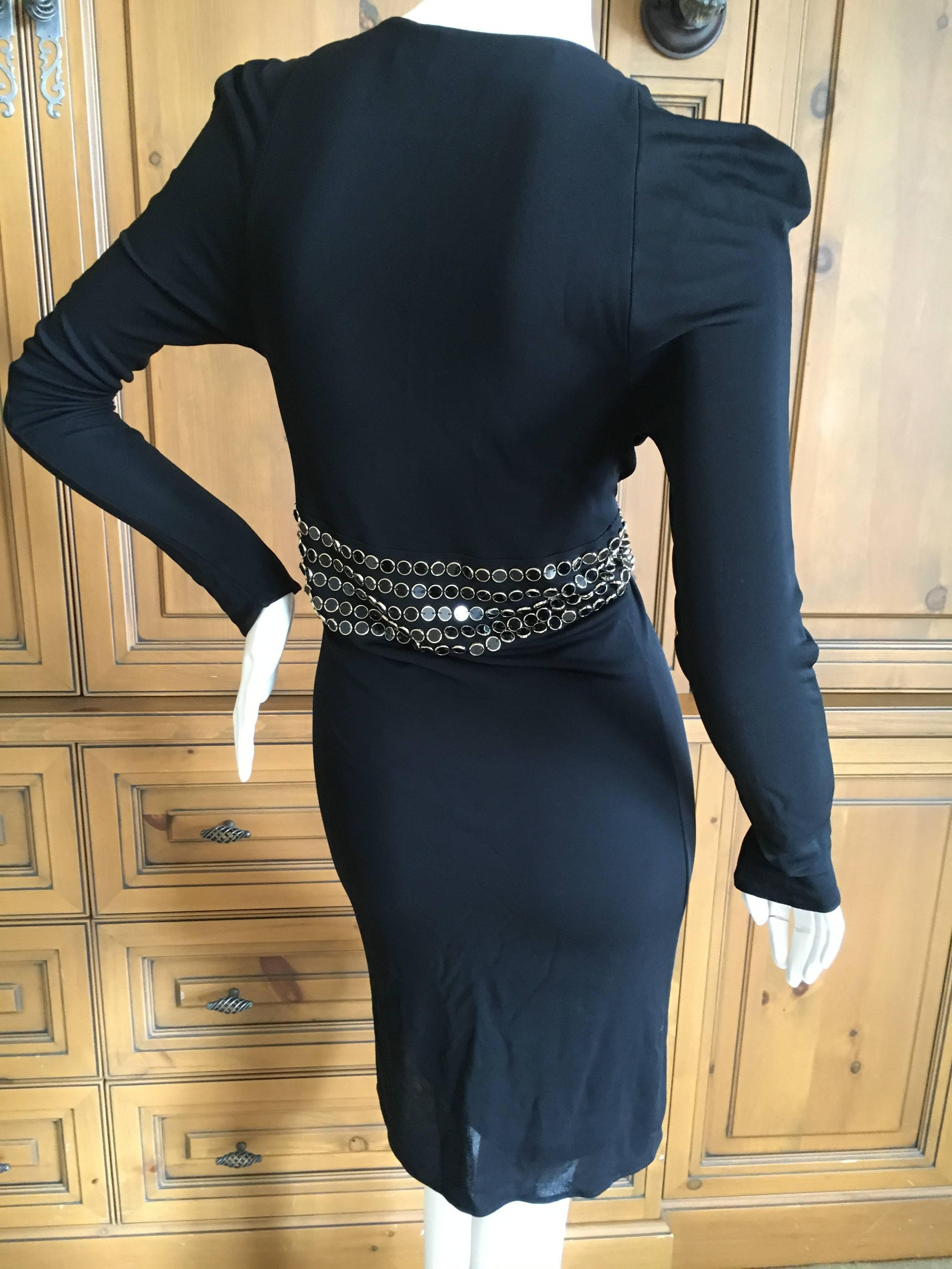 Women's Gucci Low Cut Embellished Little Black Dress by Tom Ford For Sale
