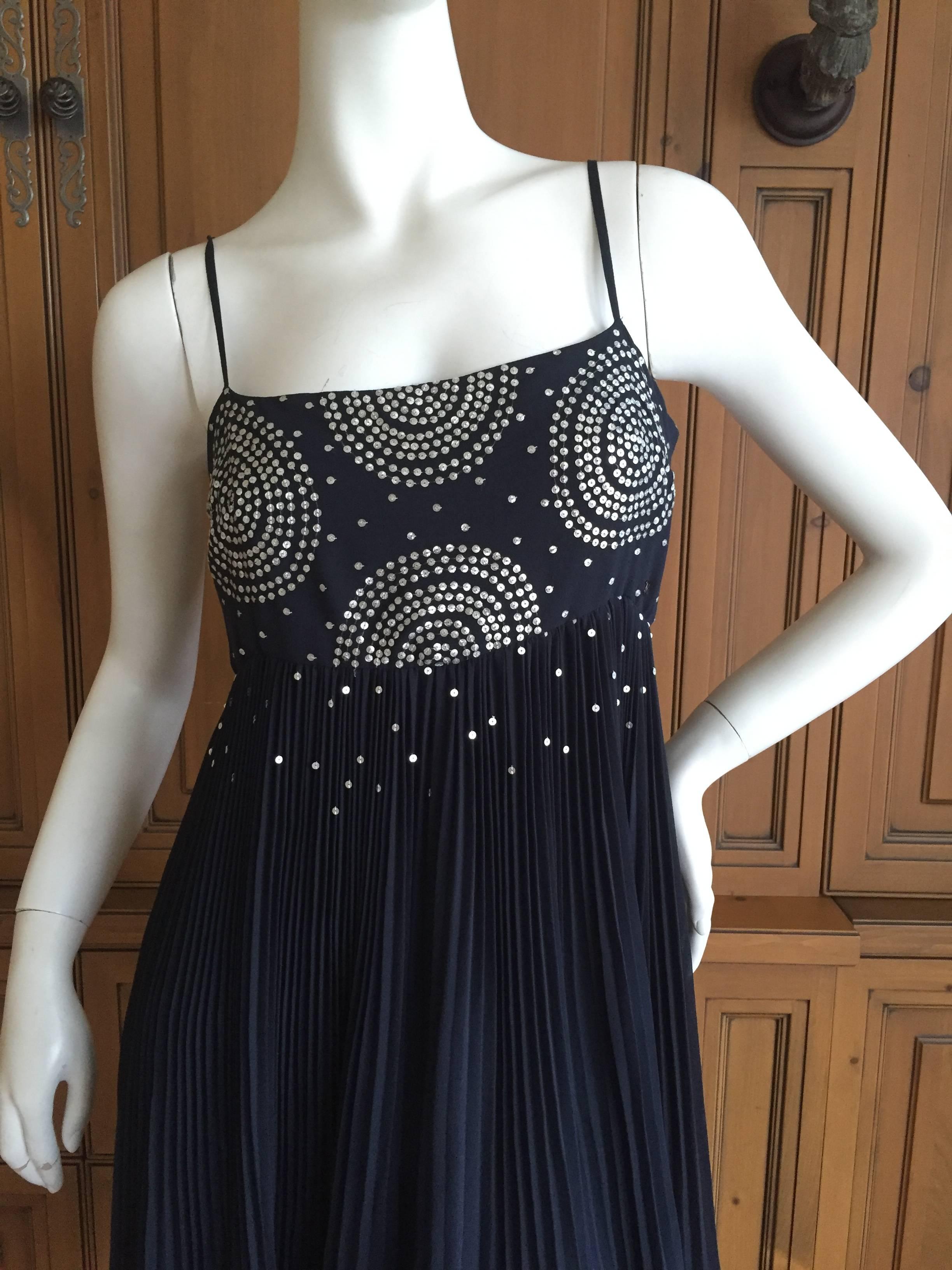 Chanel Navy Blue Dress with Silver Sequin Embellishment 1
