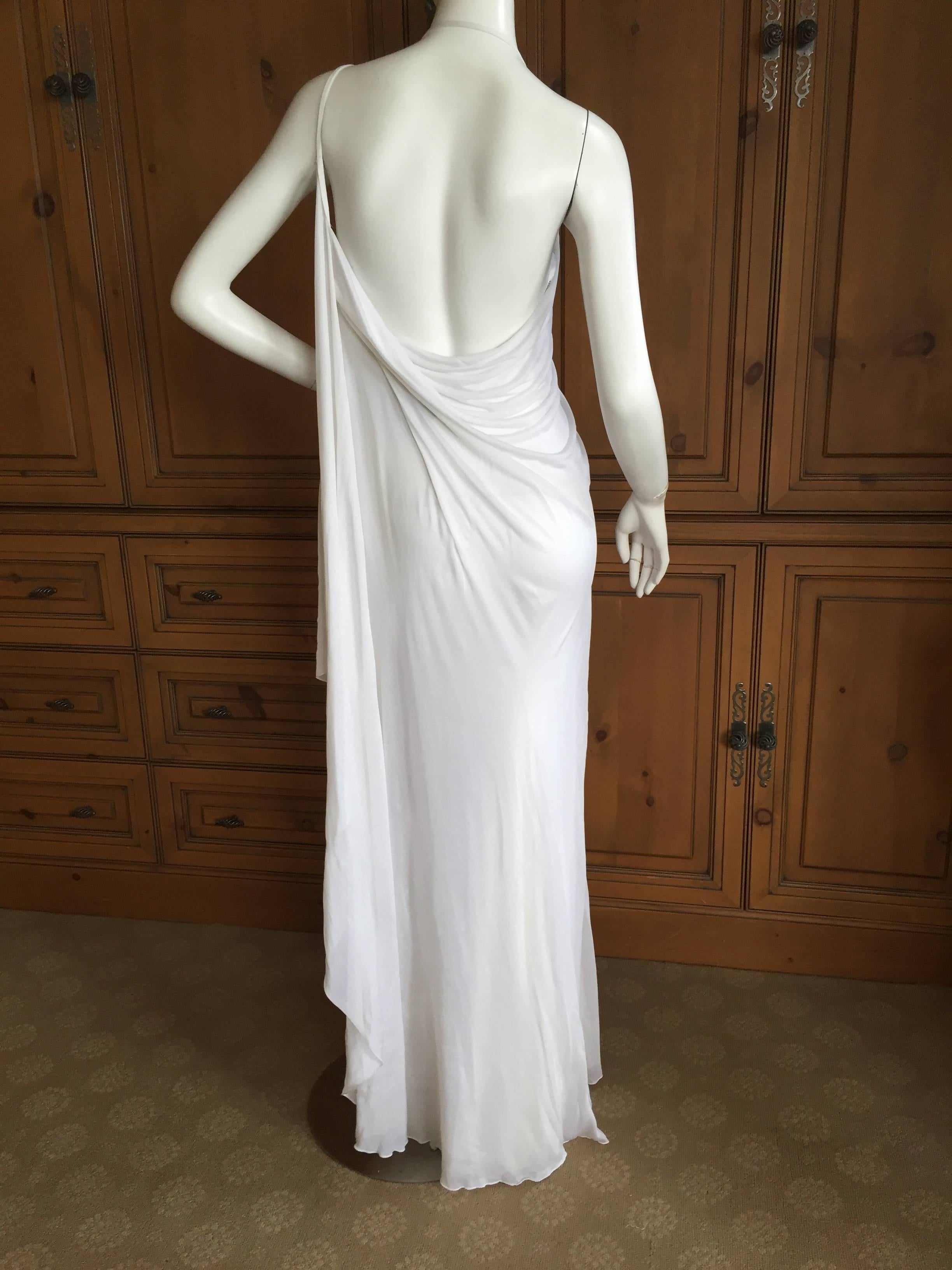 Versace Vintage White One Shoulder Godess Gown In Excellent Condition In Cloverdale, CA
