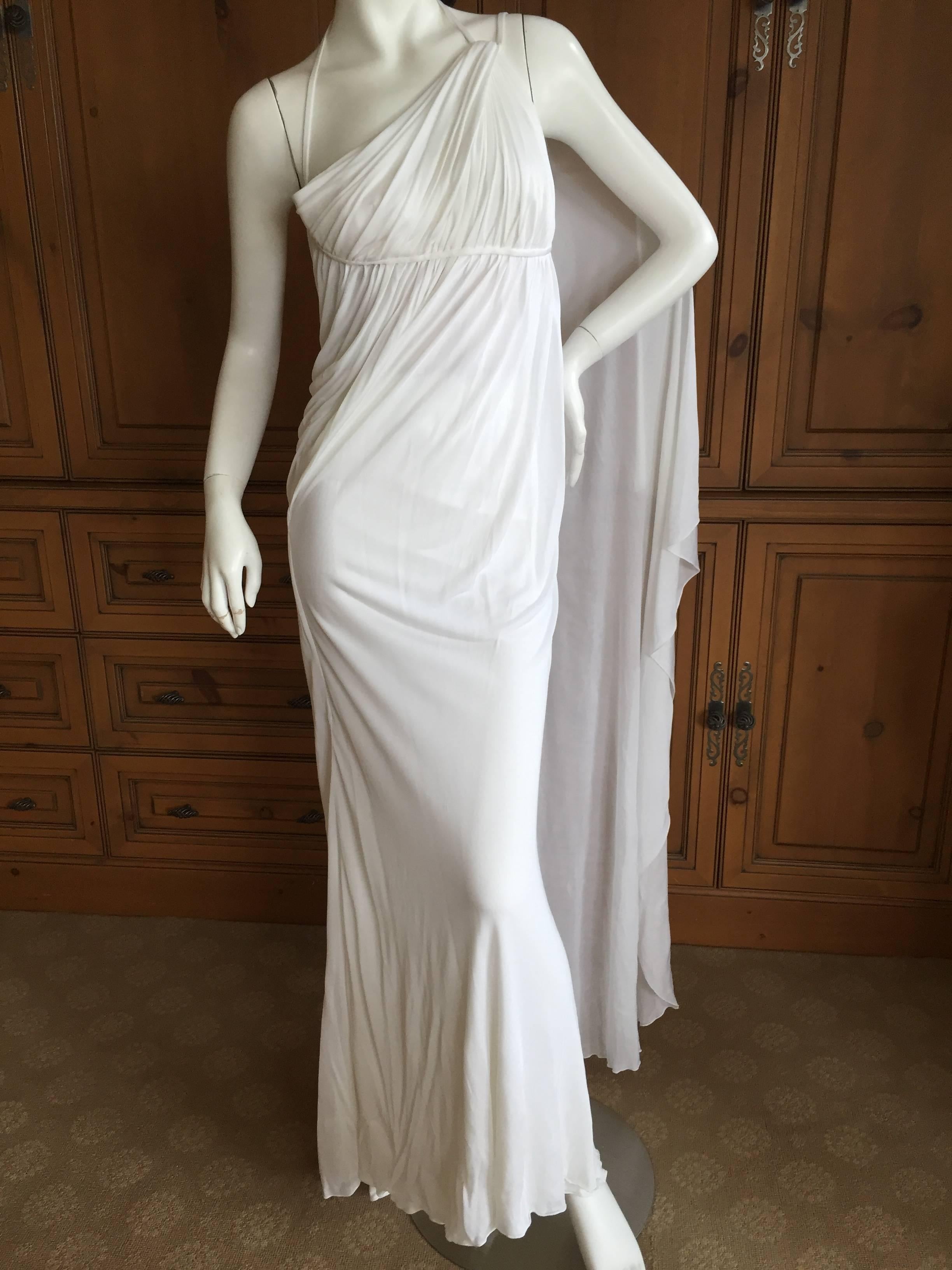 Versace Vintage White One Shoulder Godess Gown 1