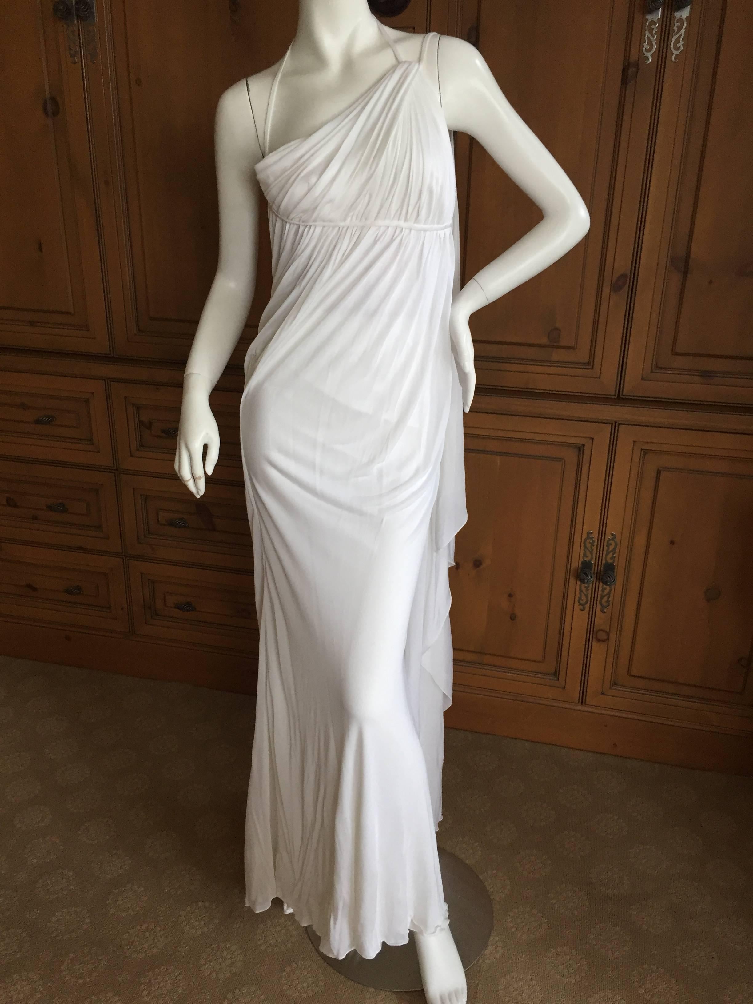 Versace Vintage White One Shoulder Godess Gown 4