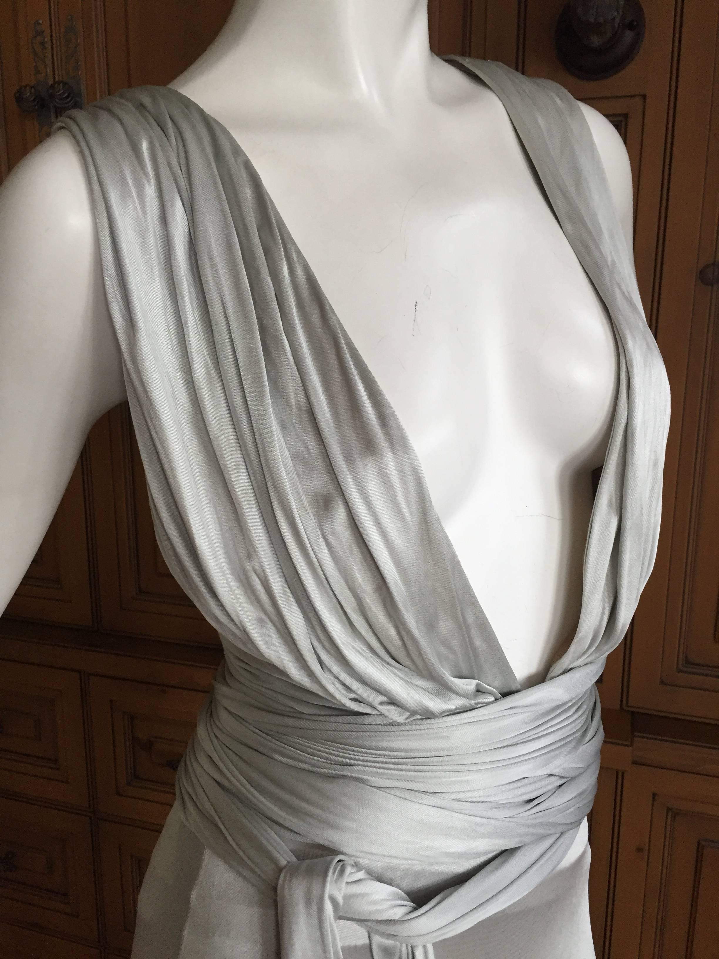 Women's Versace Low Cut Vintage Silver Siren Gown  For Sale