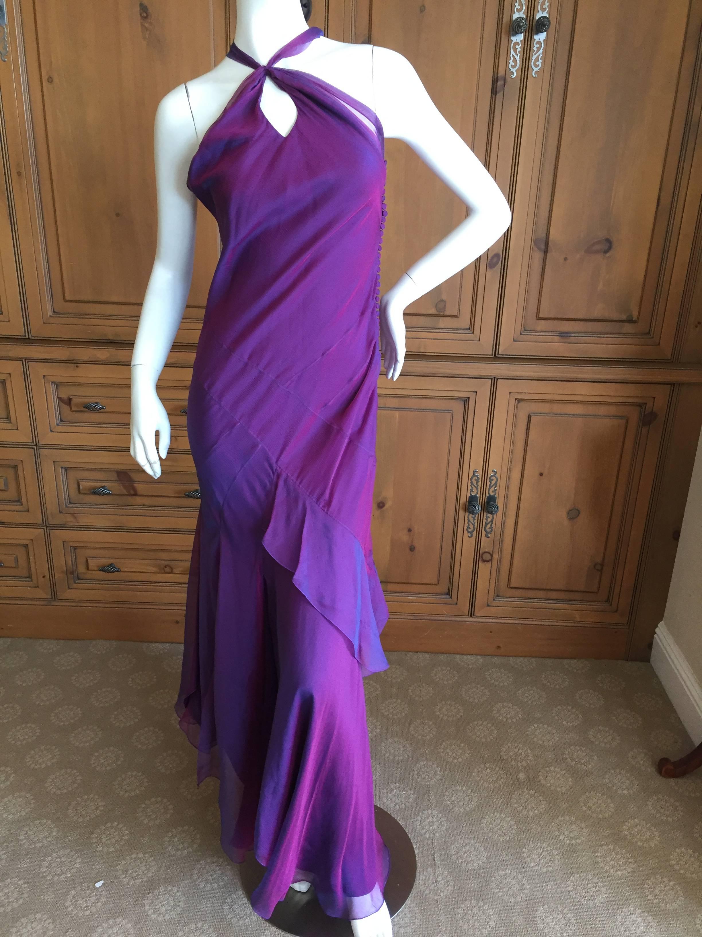 Christian Dior Iridescent Purple Silk Chiffon Evening Dress 5
