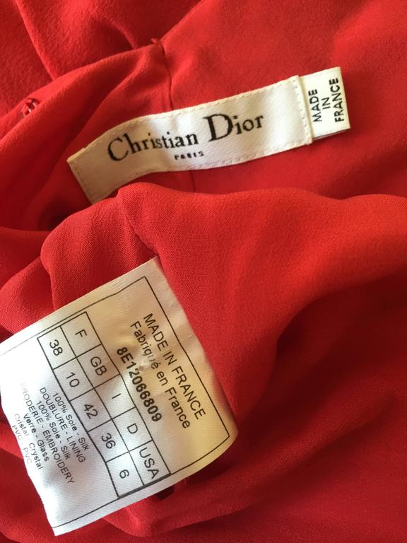 Christian Dior Lady in Red Fringed Beaded Evening Dress by Galliano at ...