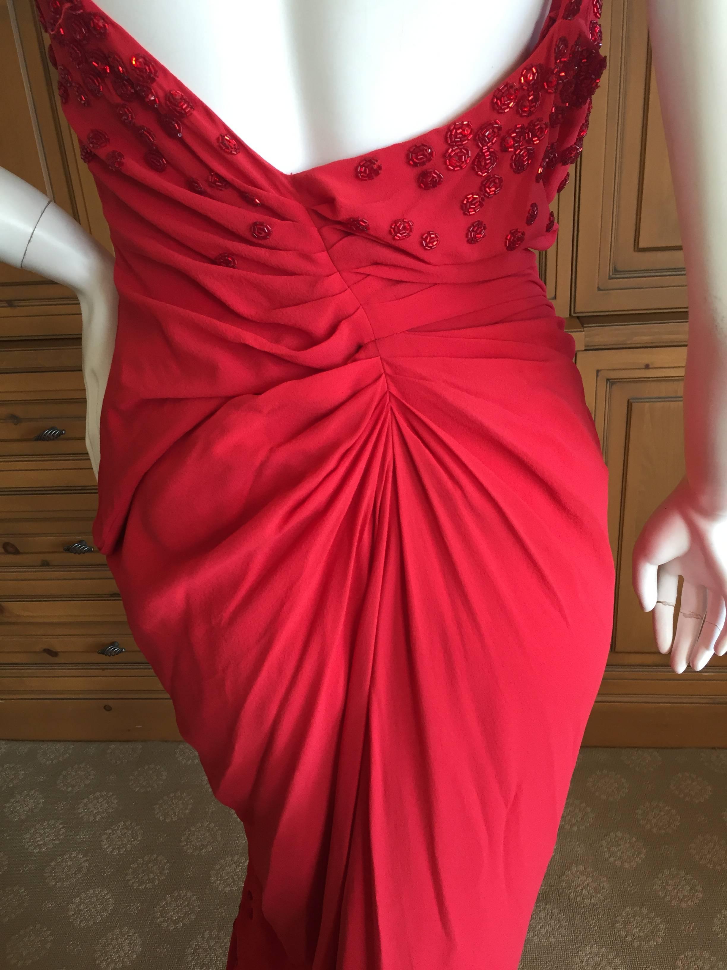 Christian Dior Lady in Red Fringed Beaded Evening Dress by Galliano 2