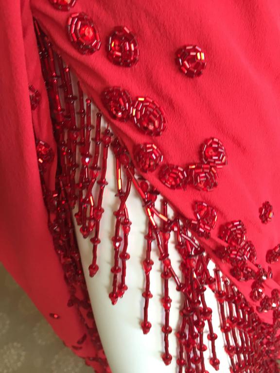 Christian Dior Lady in Red Fringed Beaded Evening Dress by Galliano at ...