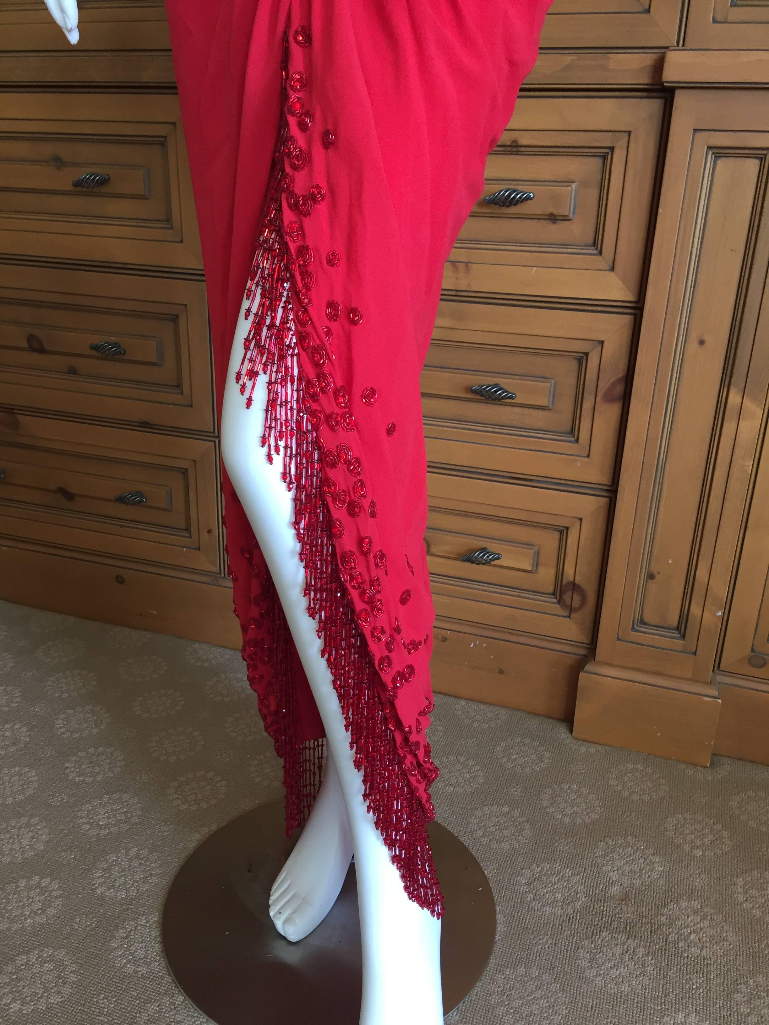 Christian Dior Lady in Red Fringed Beaded Evening Dress by Galliano 6