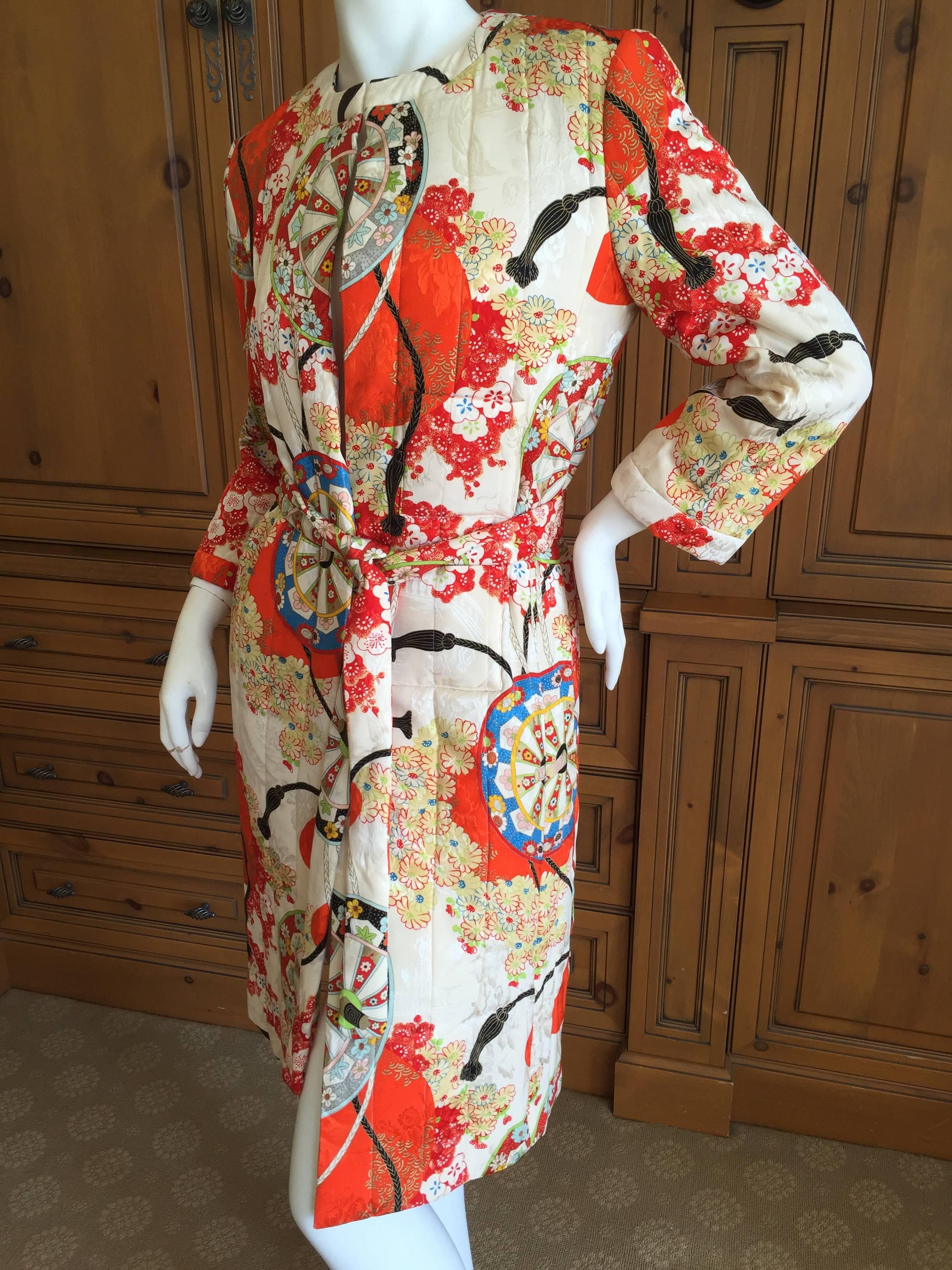 Christian DIor Japanese Silk Kimono Style Belted Coat by John Galliano In Excellent Condition In Cloverdale, CA