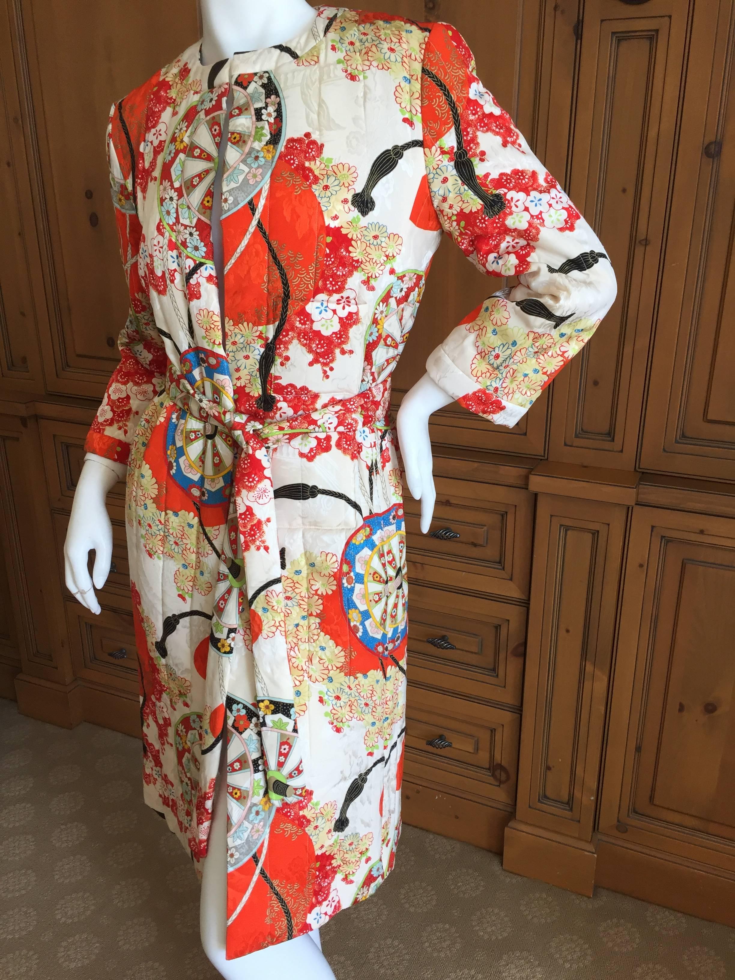Women's Christian DIor Japanese Silk Kimono Style Belted Coat by John Galliano