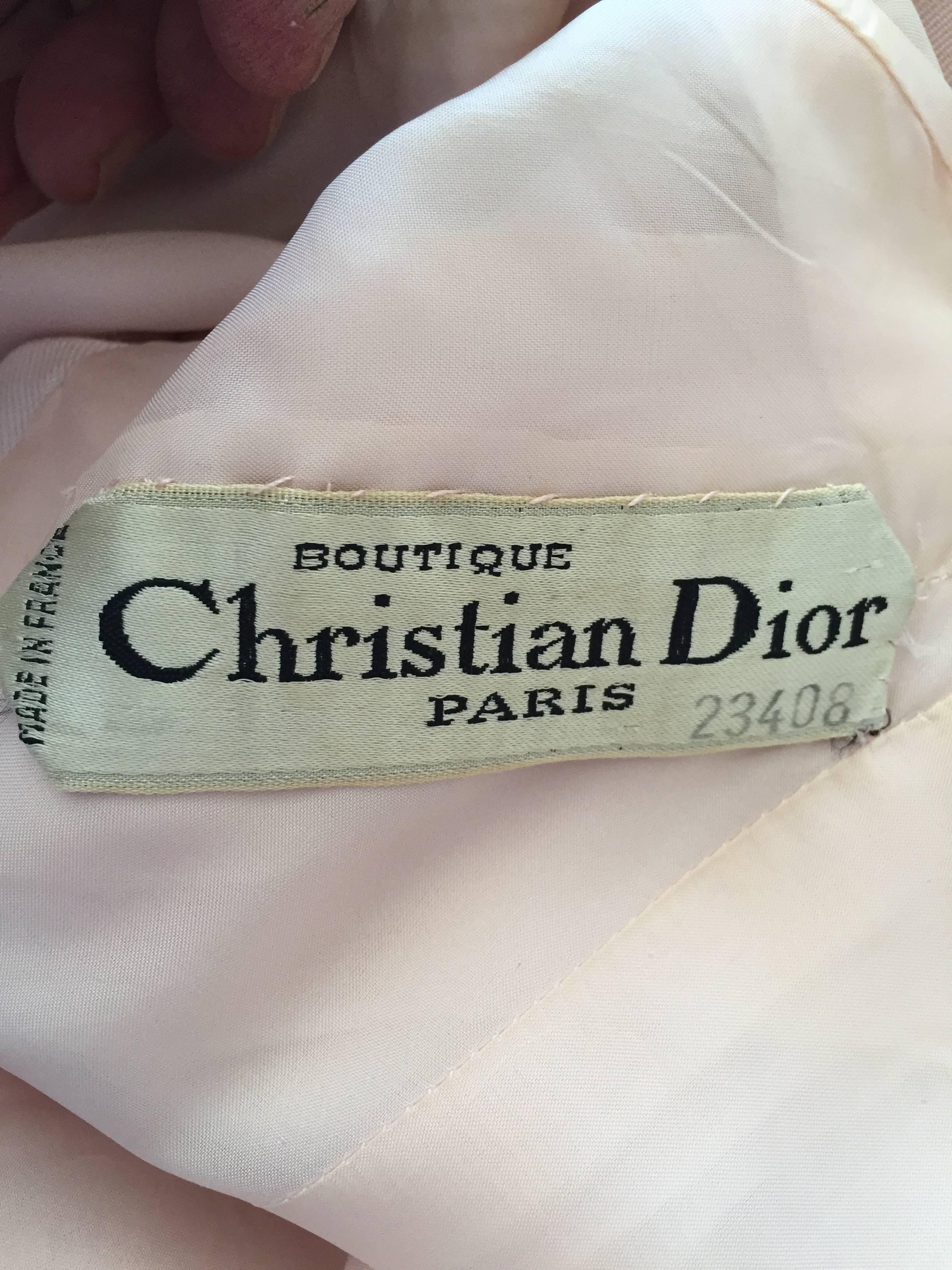 Christian Dior Numbered Haute Couture 1960 Pink Silk Dress 3