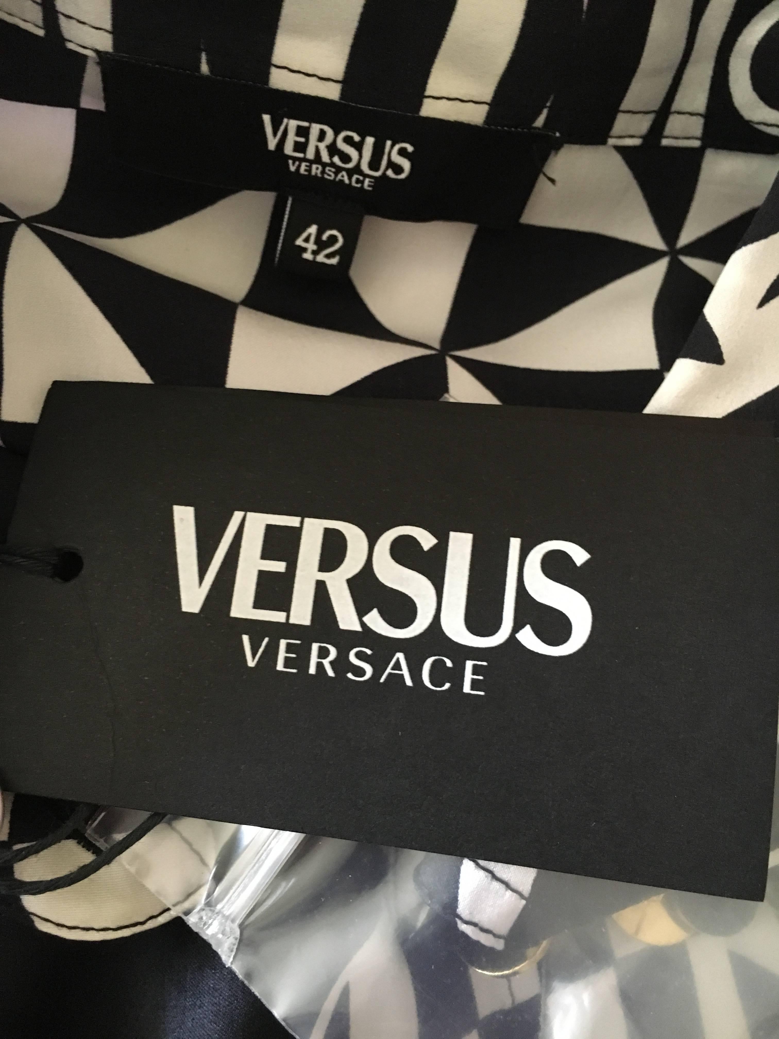 Versace Op Art Silk Blouse by Versus For Sale 2
