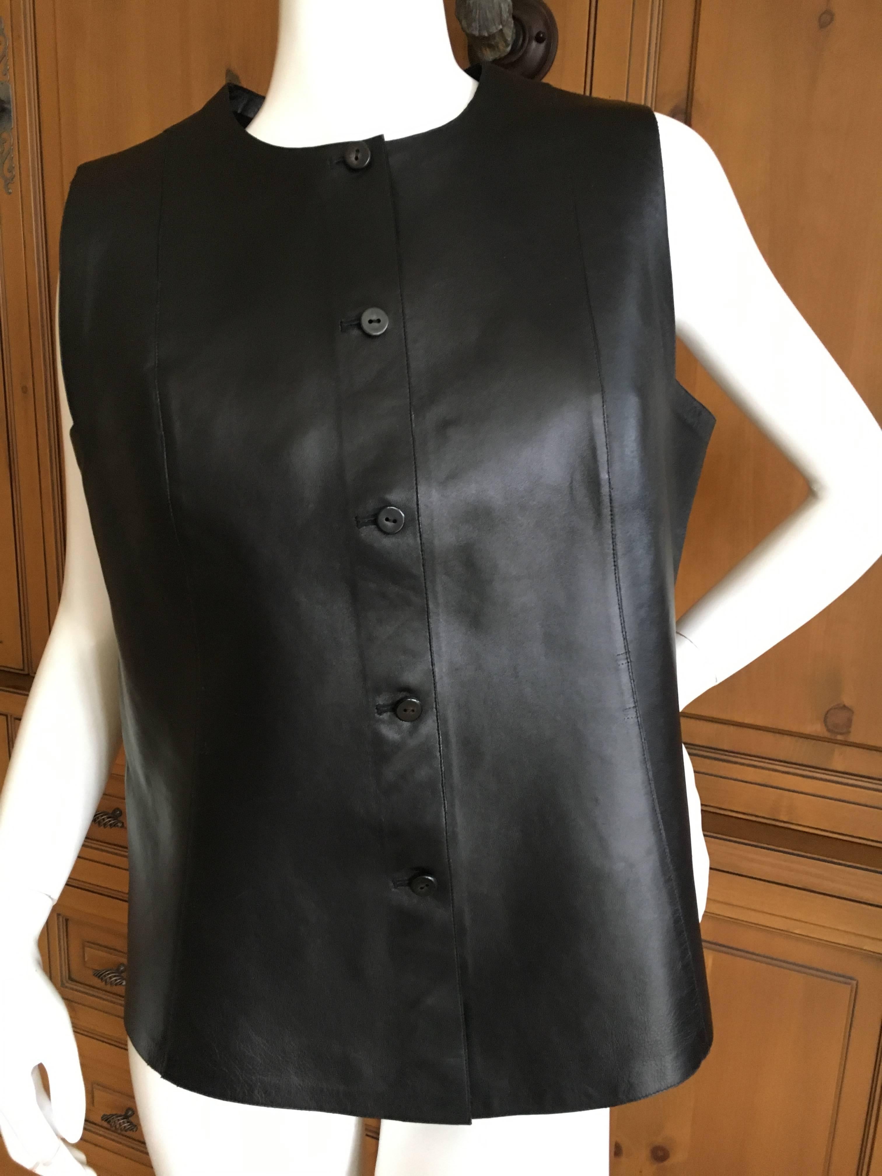 Women's Chado Ralph Rucci Black Leather Vest